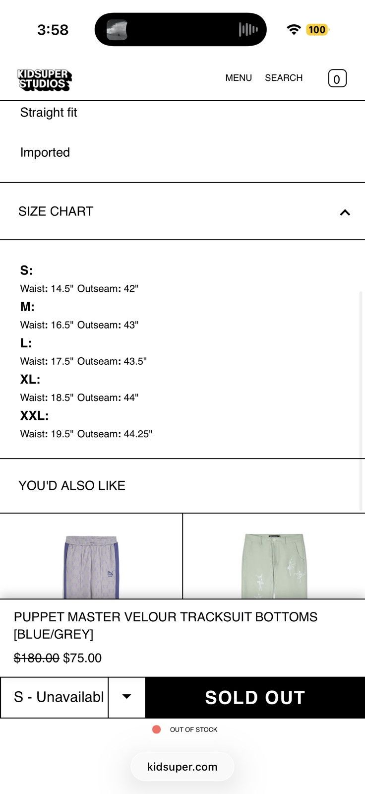 KidSuper Kidsuper Puppet Master Velour Tracksuit Bottoms Size US 30 / EU 46 - 8 Thumbnail