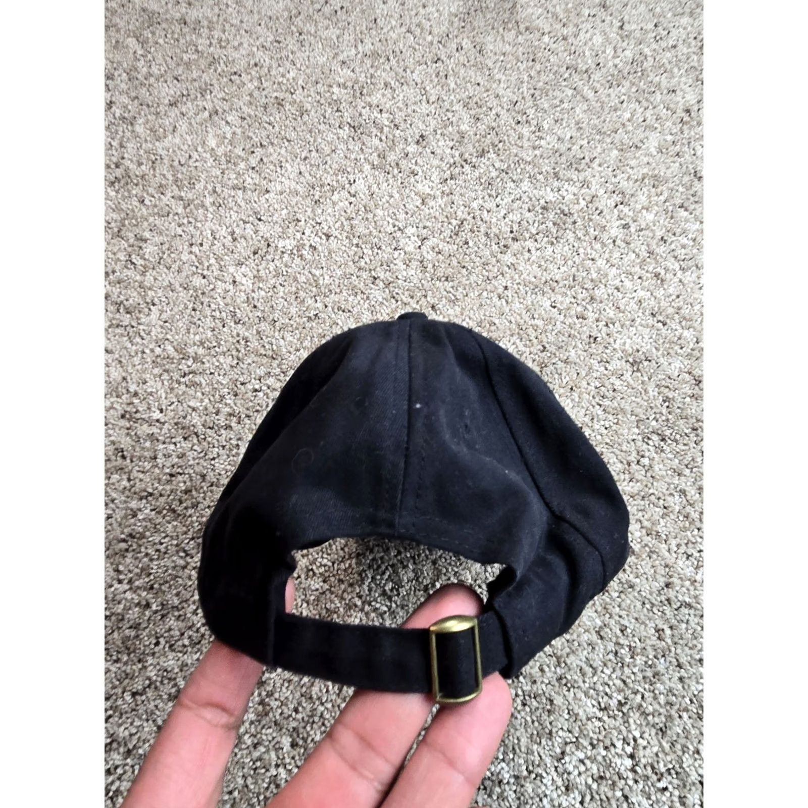 Vintage Black Cotton Baseball Cap Casual Mens Strap Back Hat Casual Size ONE SIZE - 2 Thumbnail