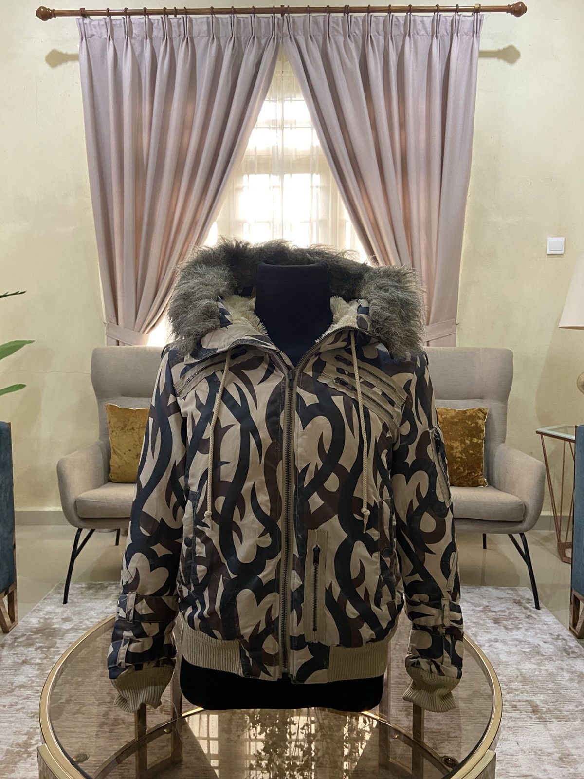 Number (N)ine AW04 NUMBER NINE TRIBAL CAMO PUFFER HOODED FAUX WINTERJACKET Size US S / EU 44-46 / 1 - 16 Thumbnail