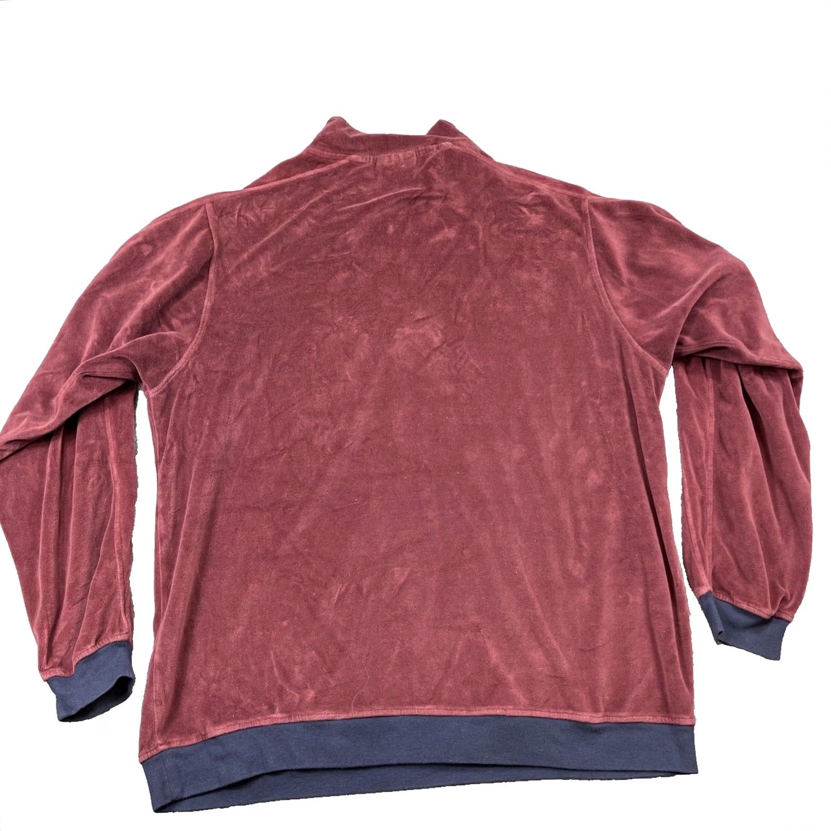 Sean John VINTAGE Sean John Sweatshirt Pullover Velour Burgundy Pockets Men L 90s Y2K Zip Embroidered Logo Size US L / EU 52-54 / 3 - 2 Thumbnail