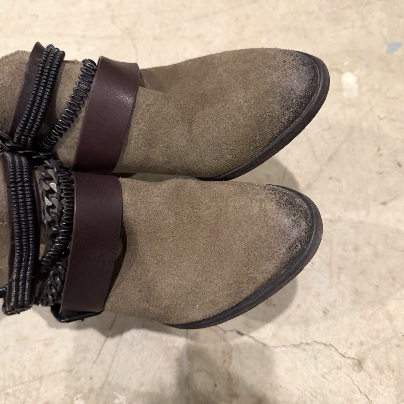 Vintage Trouve Bristol Suede Leather Chain Detail Western Ankle boots Size 8M Side Zip Size US 8 / IT 38 - 5 Thumbnail