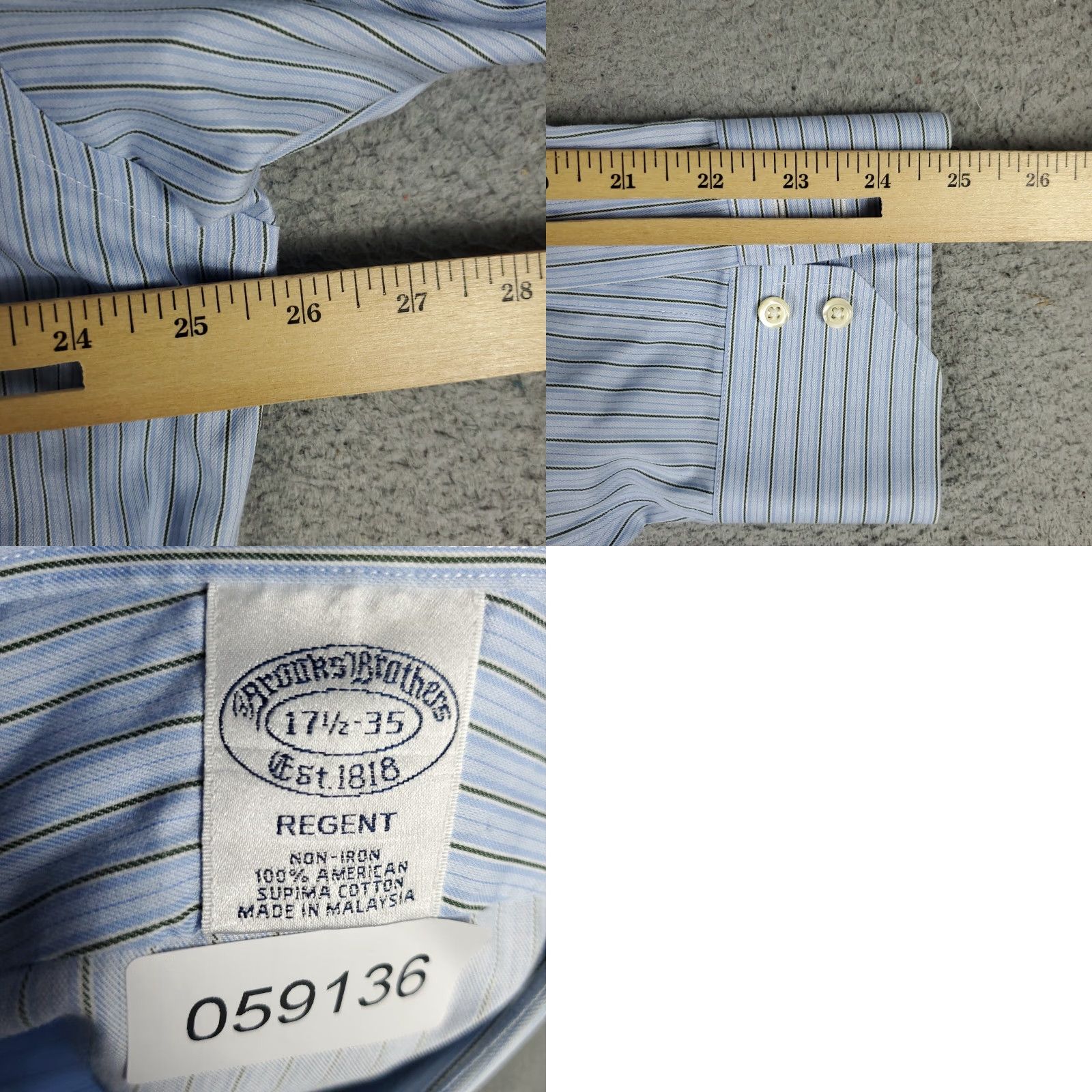 Brooks Brothers VINTAGE Brooks Brothers Dress Shirt Men 17.5 Blue Striped Long Sleeve Business Casual Formal Size 46R - 8 Thumbnail