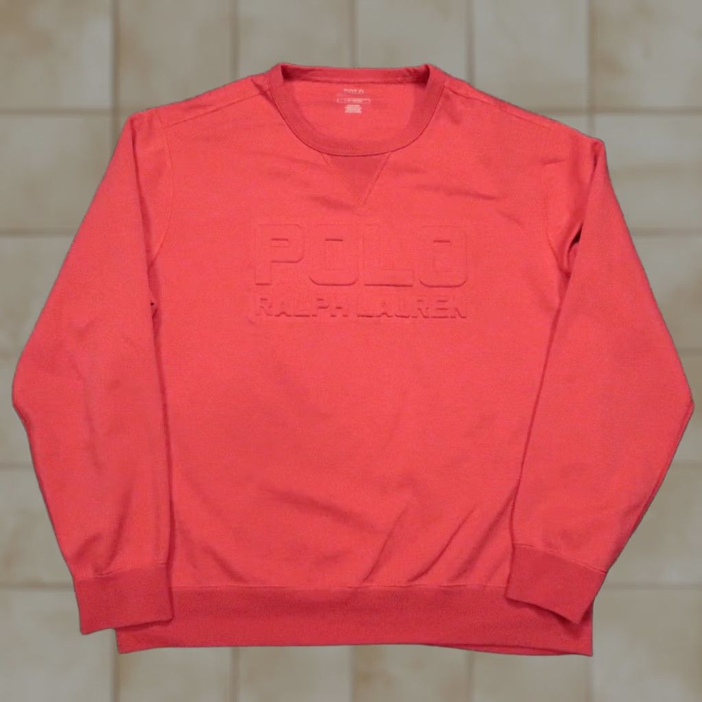 Polo Ralph Lauren Polo Ralph Lauren Sweatshirt Men Large Red Crew Pullover Jumper Embossed Size US L / EU 52-54 / 3 - 1 Thumbnail
