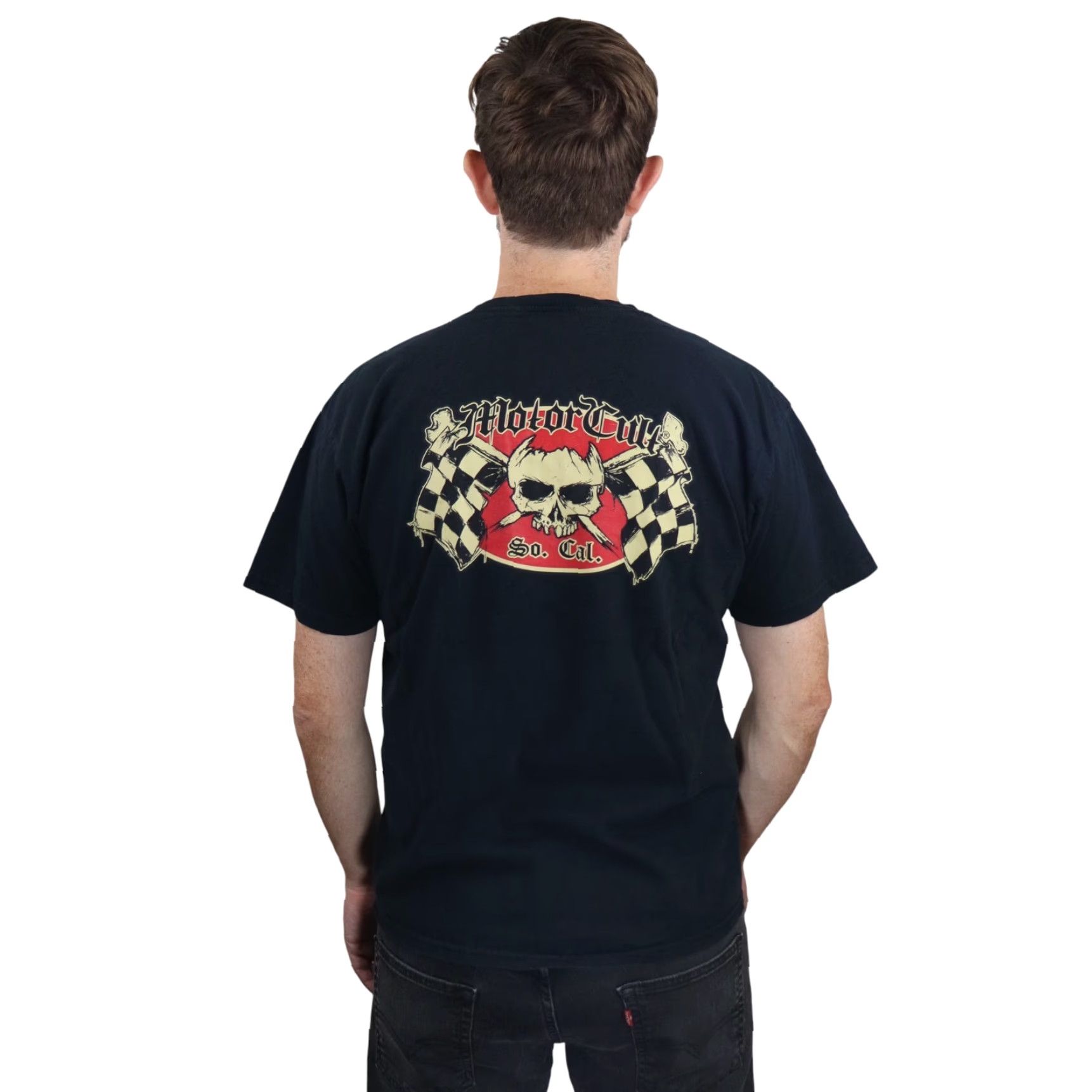 Vintage VINTAGE Motor Cult So Cal T Shirt Mens L Black Skull Crossbones Racing Flags USA Size US L / EU 52-54 / 3 - 3 Thumbnail