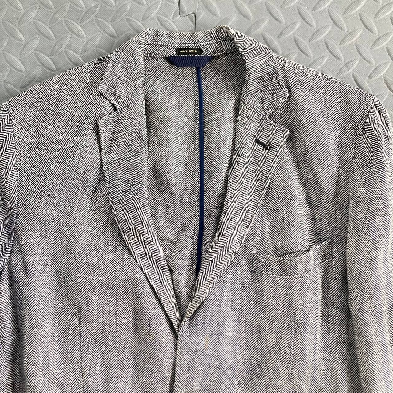 Massimo Dutti Linen Elbow Pad Herringbone Blazer Size 42S - 3 Thumbnail