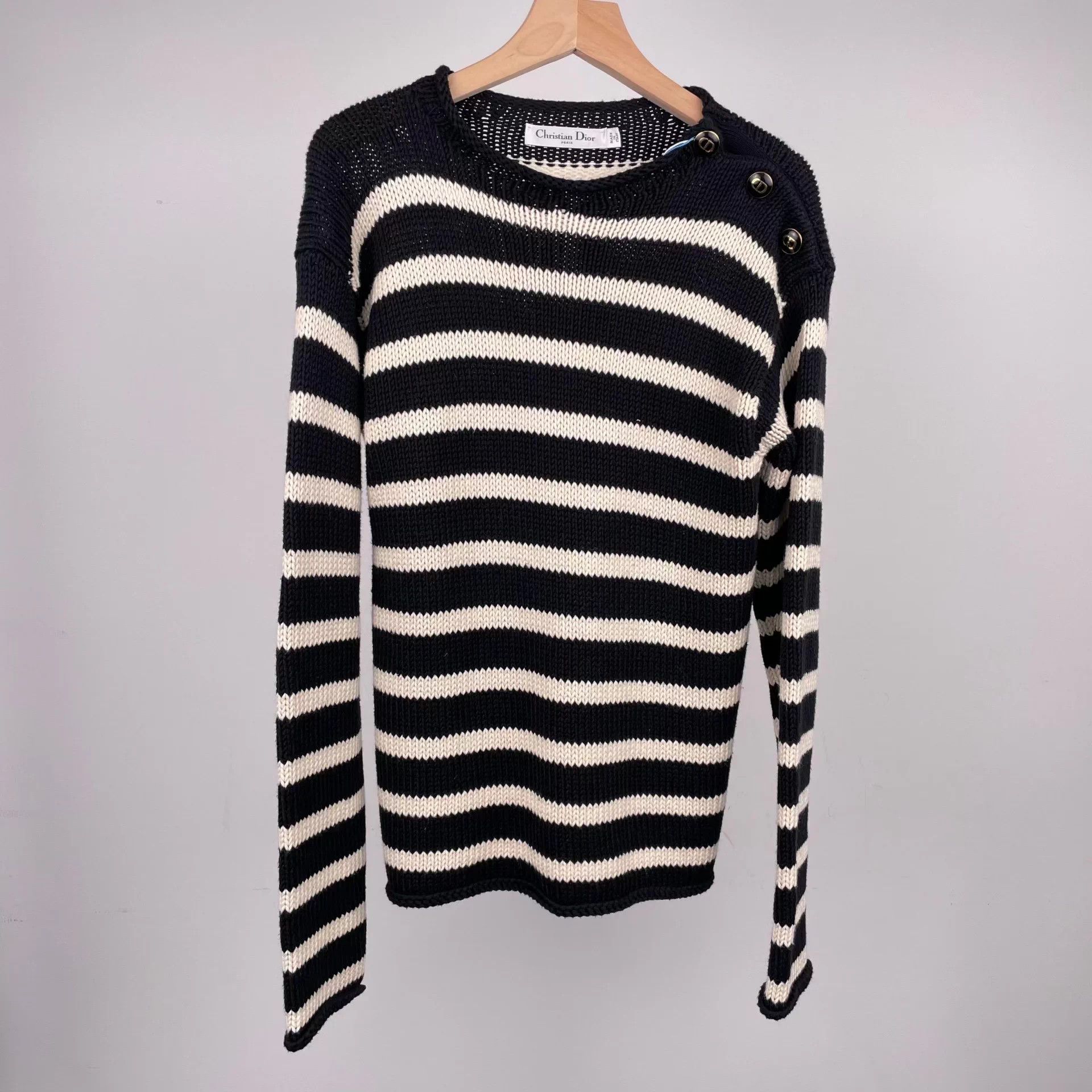 Dior Dior Wool Striped Long Sleeve 36 Blk/Wht Color Top Size XS / US 0-2 / IT 36-38 - 1 Thumbnail