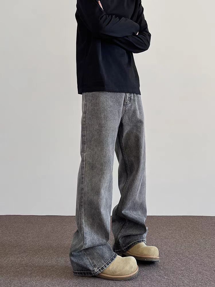Japanese Brand × Jean Street Aged Smokey Gray Straight Leg Micro Flare Jeans Size US 30 / EU 46 - 1 Thumbnail