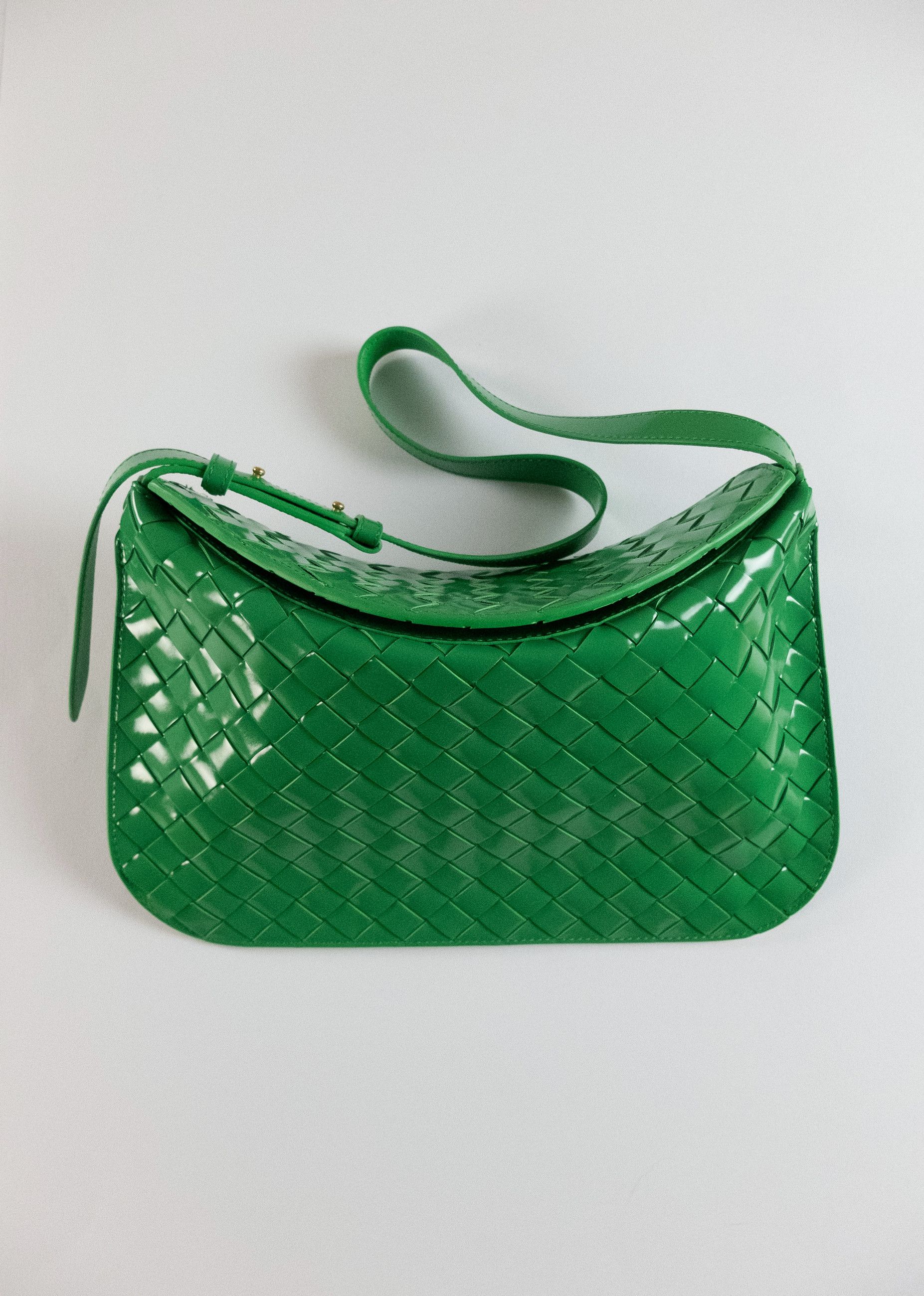 Bottega Veneta BOTTEGA VENETA green patent leather woven flap bag Size ONE SIZE - 7 Thumbnail