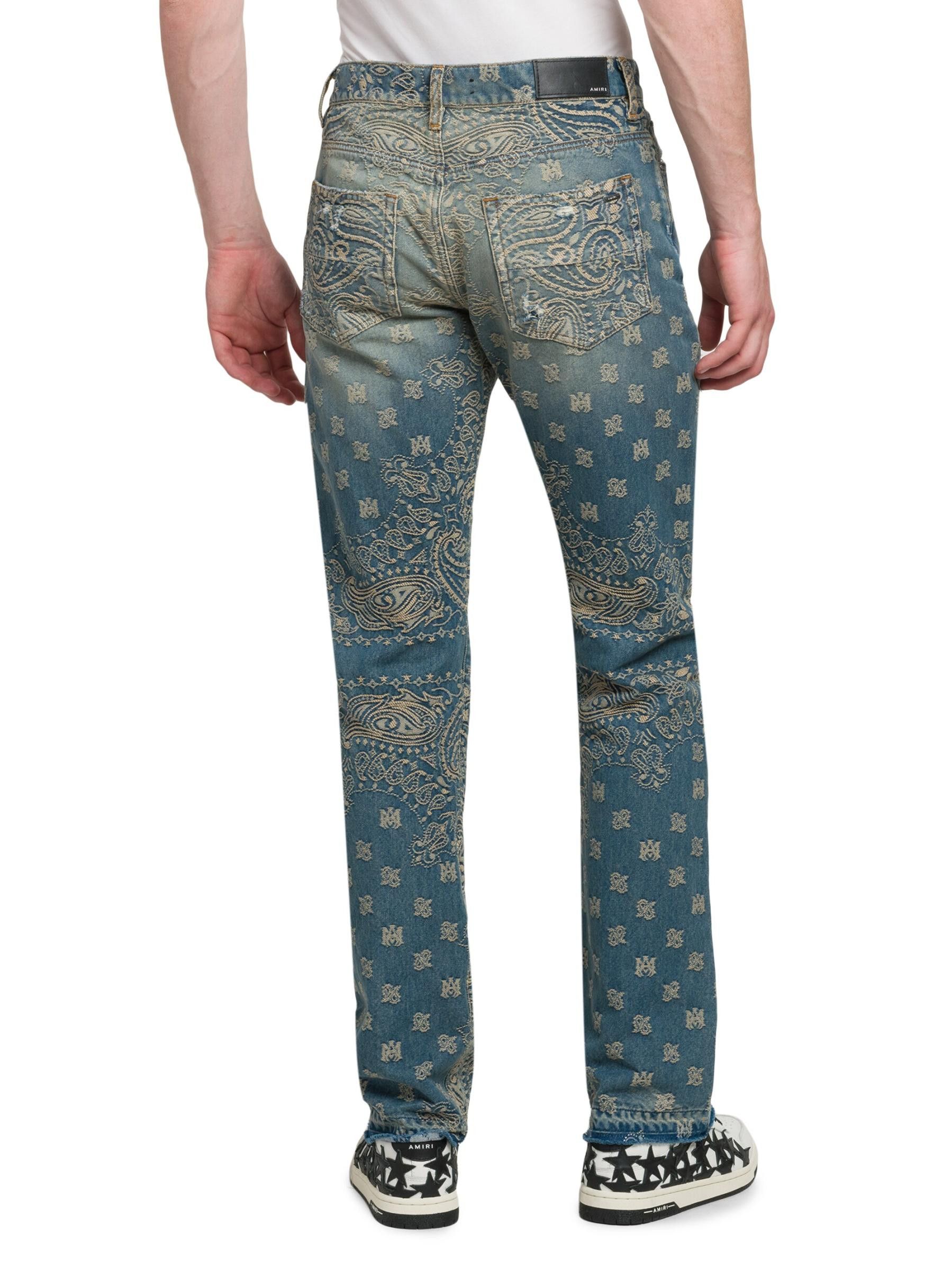 Amiri os11x0625 Bandana Jacquard Straight-Leg Jeans Crafted Indigo Size US 32 / EU 48 - 4 Thumbnail