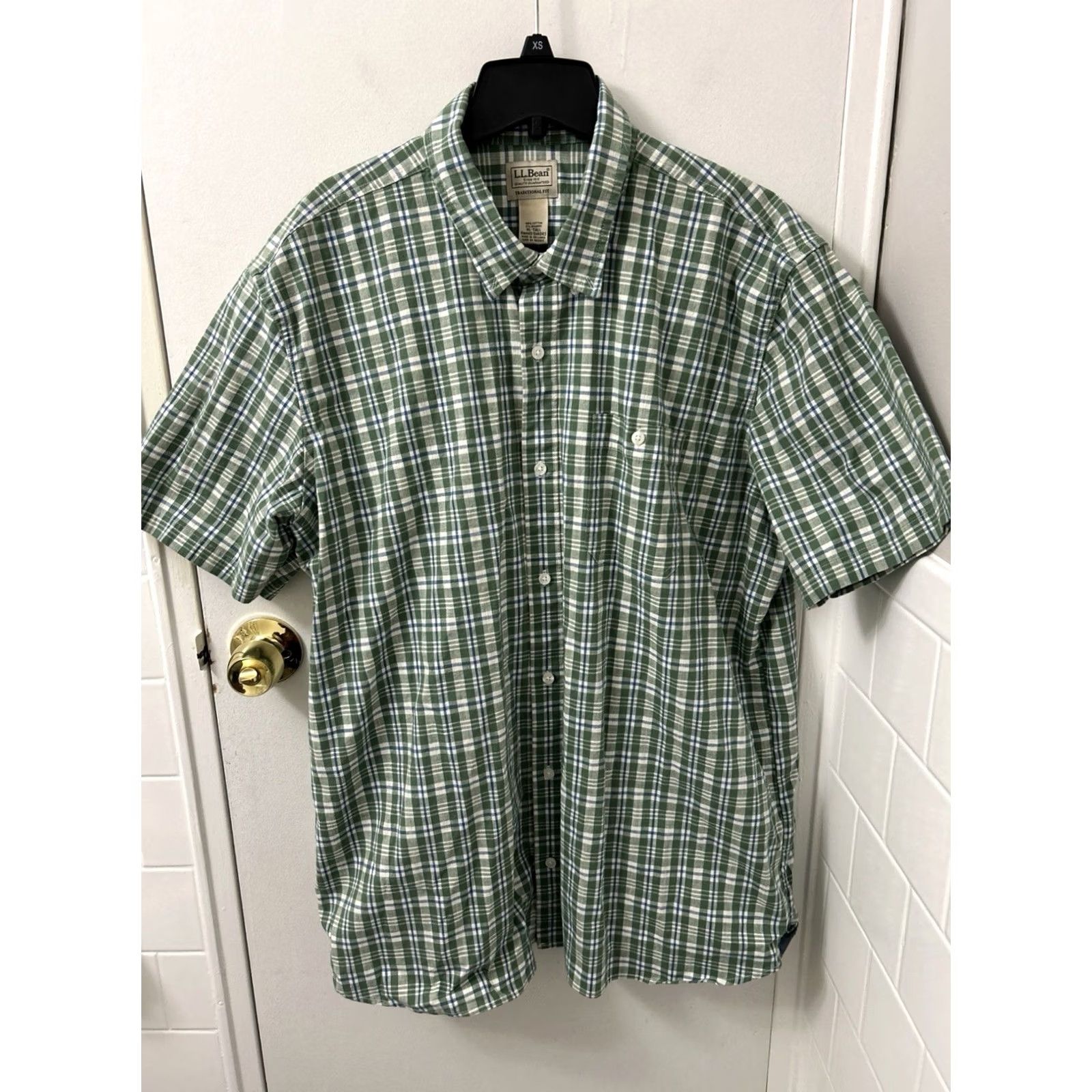 Vintage LL Bean Chambray Shirt Mens XL Green Plaid Oxford Button-Down Comfort Stretch Casual Shirt Women? Size US XL / EU 56 / 4 - 2 Thumbnail