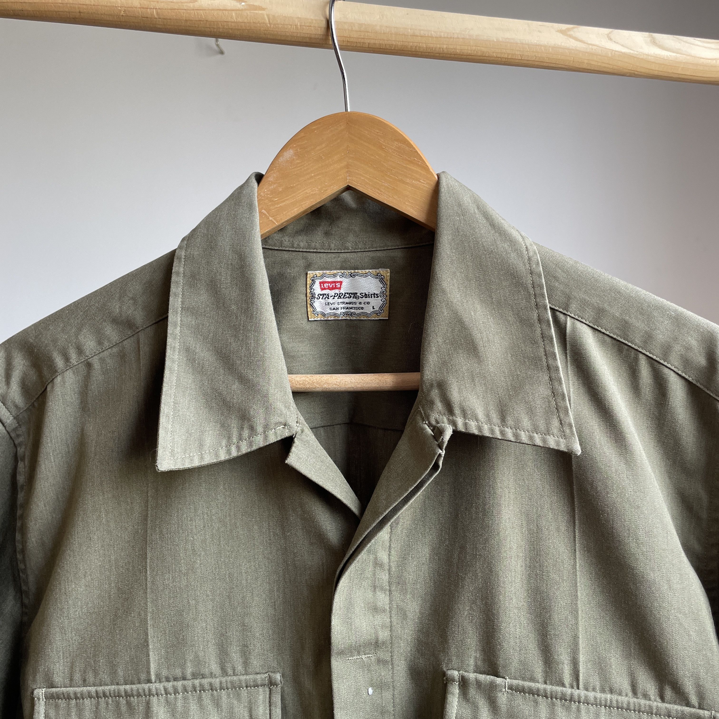 Levi's Levi's Sta-Prest Vintage Military Camp Collar Shirt Size L Size US L / EU 52-54 / 3 - 4 Thumbnail