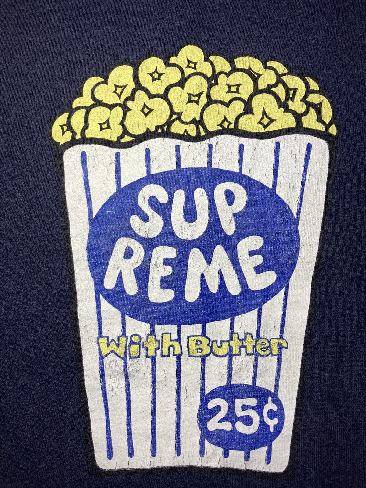 Supreme 2003 Supreme Popcorn Tee Navy Cartoon Graphic Fast Food Junk Size US XL / EU 56 / 4 - 4 Thumbnail