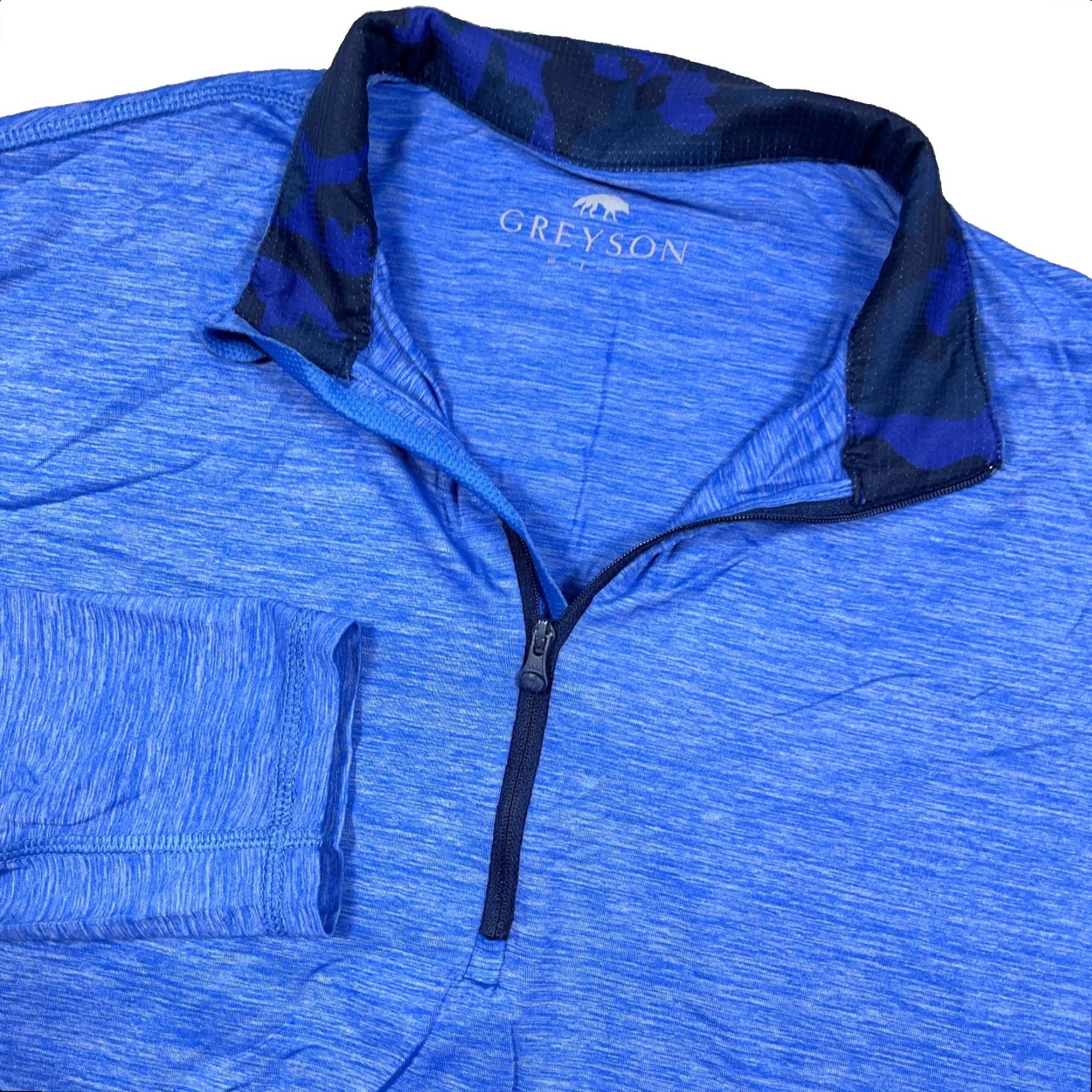 Vintage Greyson Men Sweatshirt Pullover 1/4 Zip Blue Nylon Spandex Fleece Logo Size US L / EU 52-54 / 3 - 2 Thumbnail