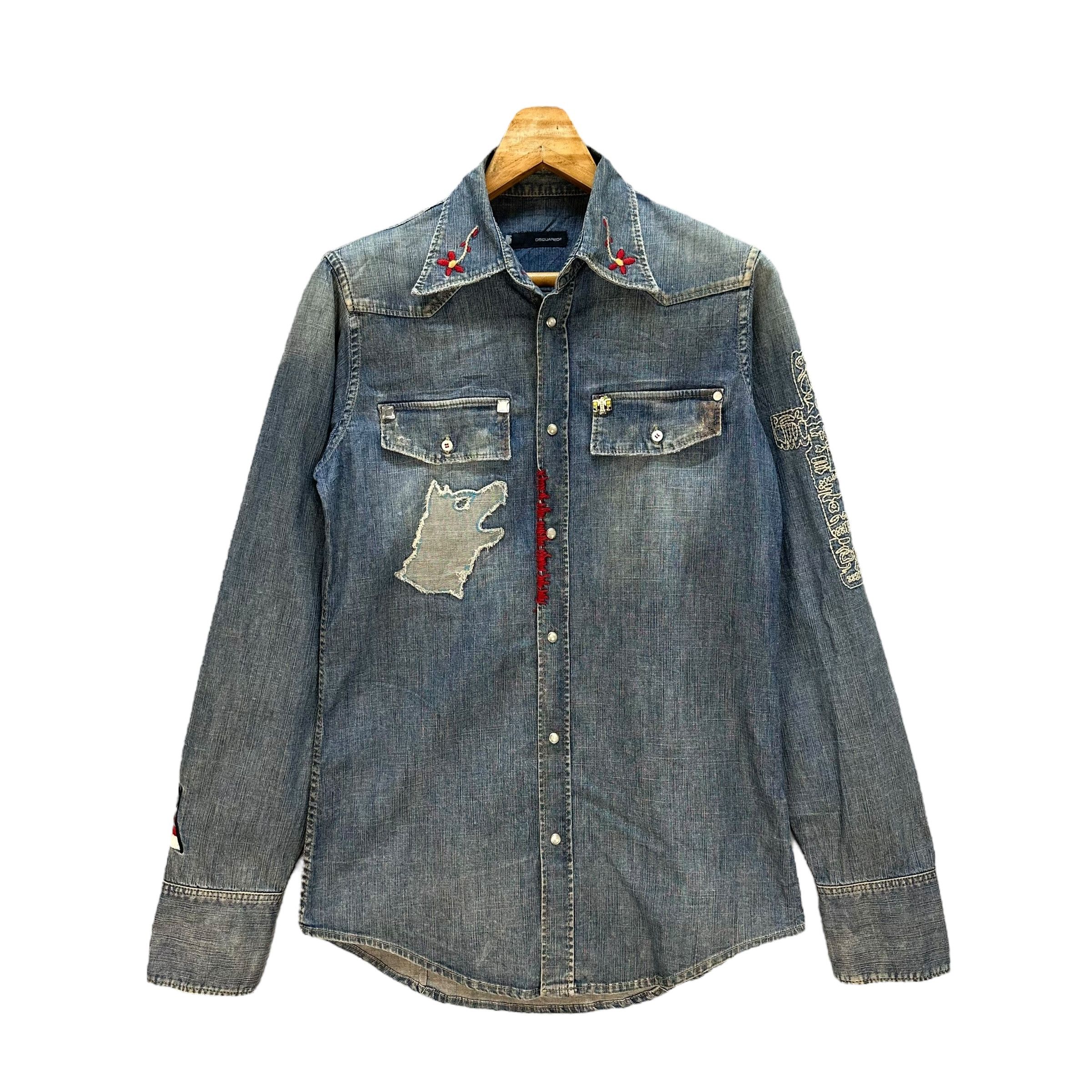 Dsquared2 DSQUARED2 Snap Button Shirt Jean Jacket #A52-1212 Size L / US 10 / IT 46 - 1 Thumbnail