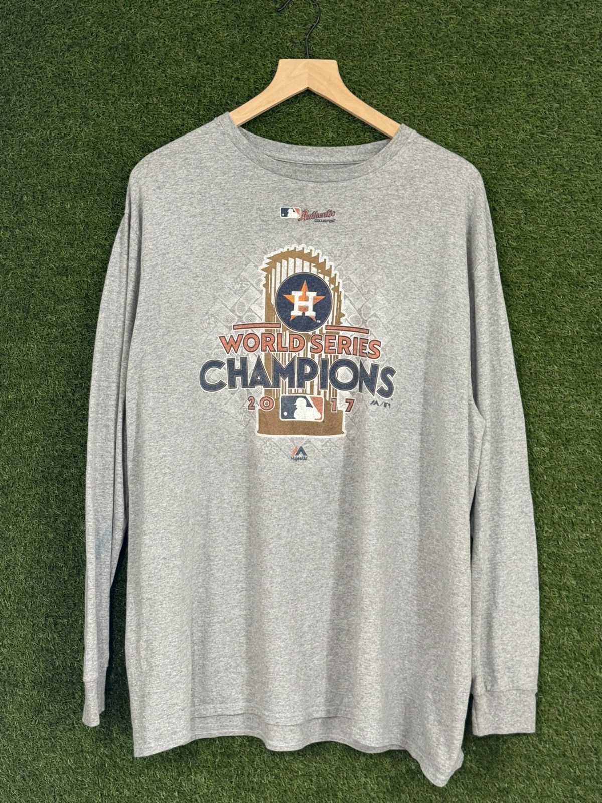 Majestic Houston Texas Astros MLB Champion Grey Baseball Long Sleeve Size US XXL / EU 58 / 5 - 1 Thumbnail