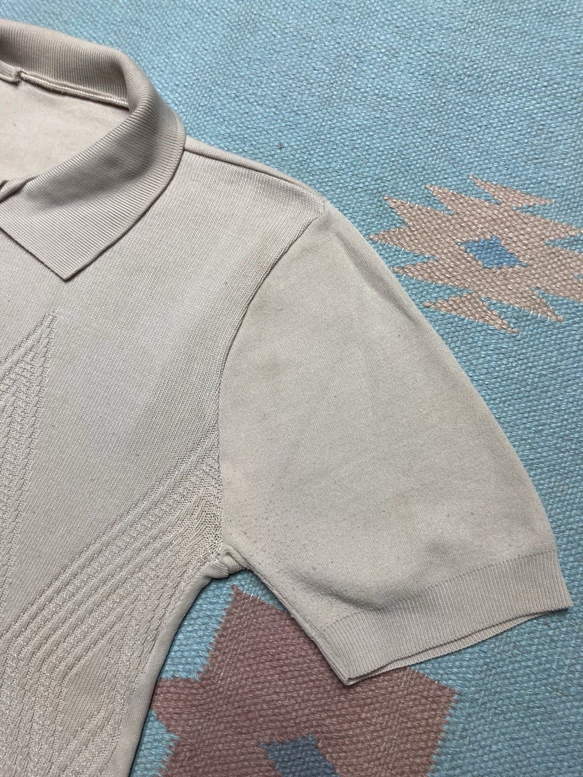 Vintage 60s banlon polo shirt soft nylon cable knit distress medium Size US M / EU 48-50 / 2 - 5 Thumbnail
