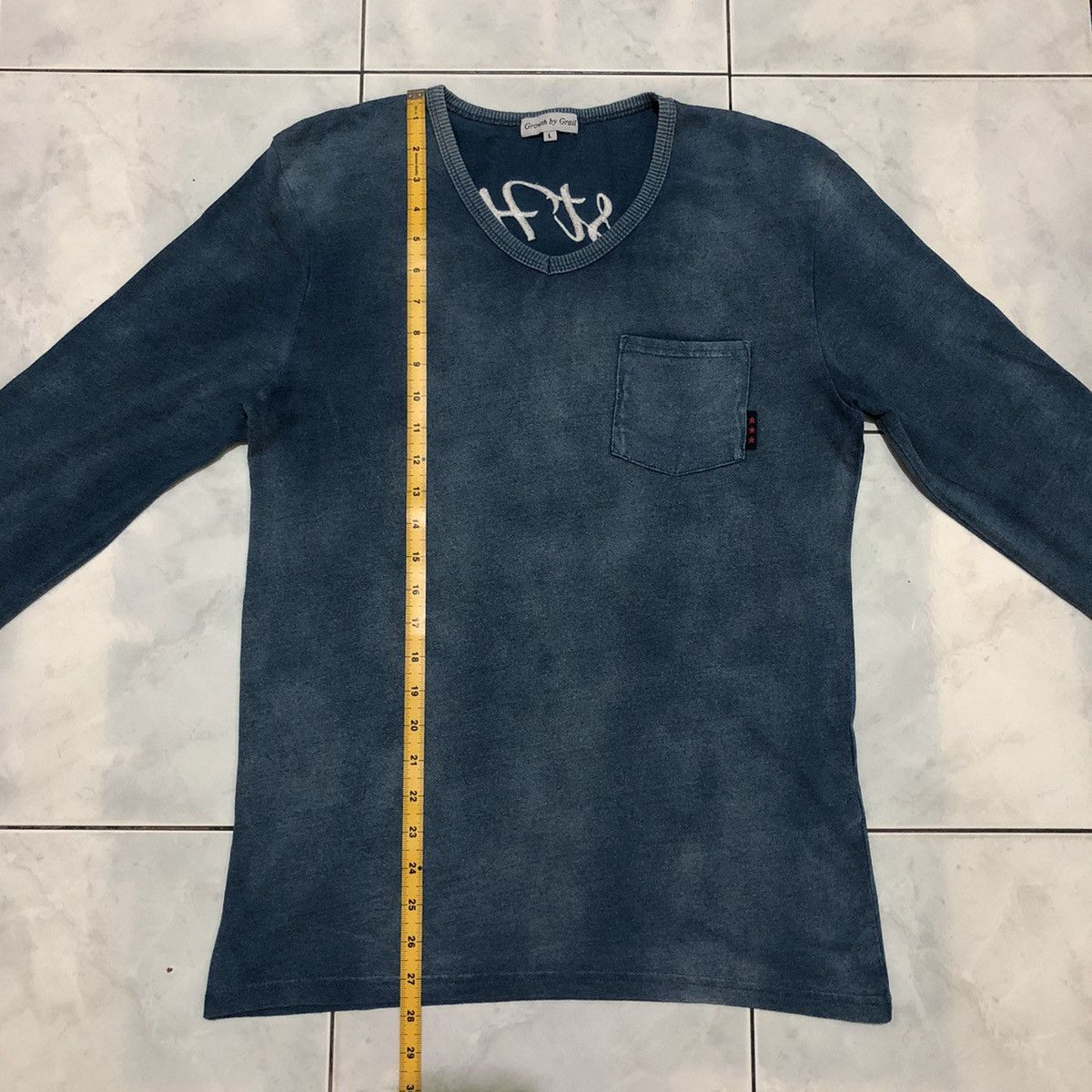 Japanese Brand Growth by Grail 3 Star Pocket Tee Denim Faded Details Style Size L / US 10 / IT 46 - 18 Thumbnail