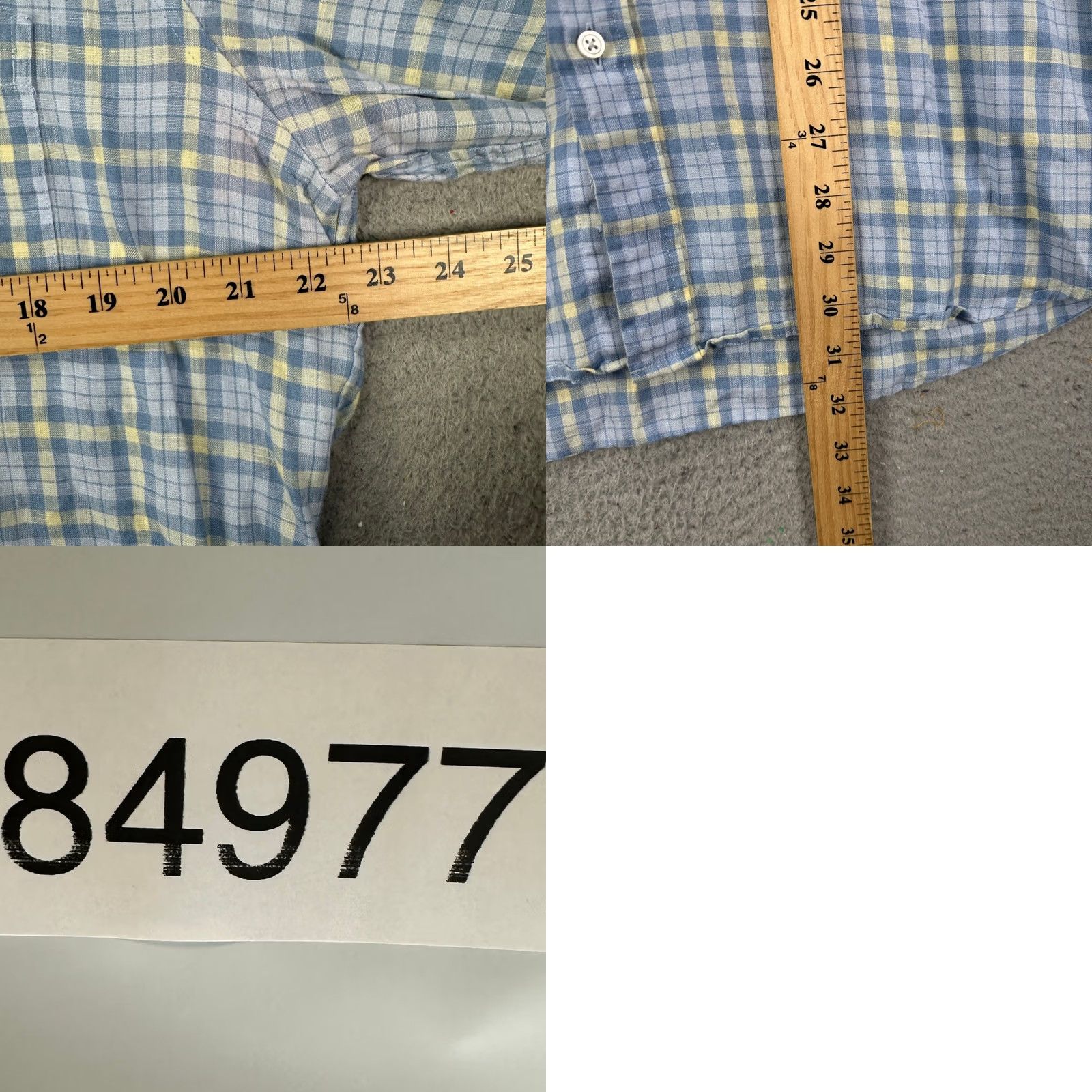 Proper Cloth Proper Cloth Shirt Plaid Button-Down 100% Linen M Blue Yellow Embroidered Cuff Pockets Classic Coastal Men Size US M / EU 48-50 / 2 - 8 Thumbnail
