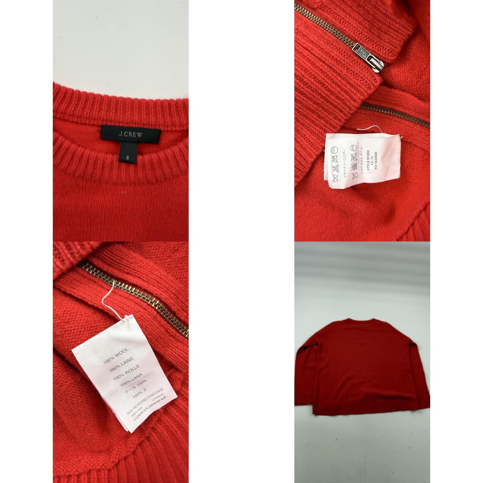 J.Crew J.Crew Sweater Womens Small Red 100% Wool Crewneck Side Zip Pullover Knit Size S / US 4 / IT 40 - 8 Thumbnail