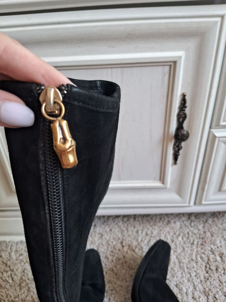 Gucci Gucci Black Leather Suede Heels Boots Size US 8 / IT 38 - 4 Thumbnail