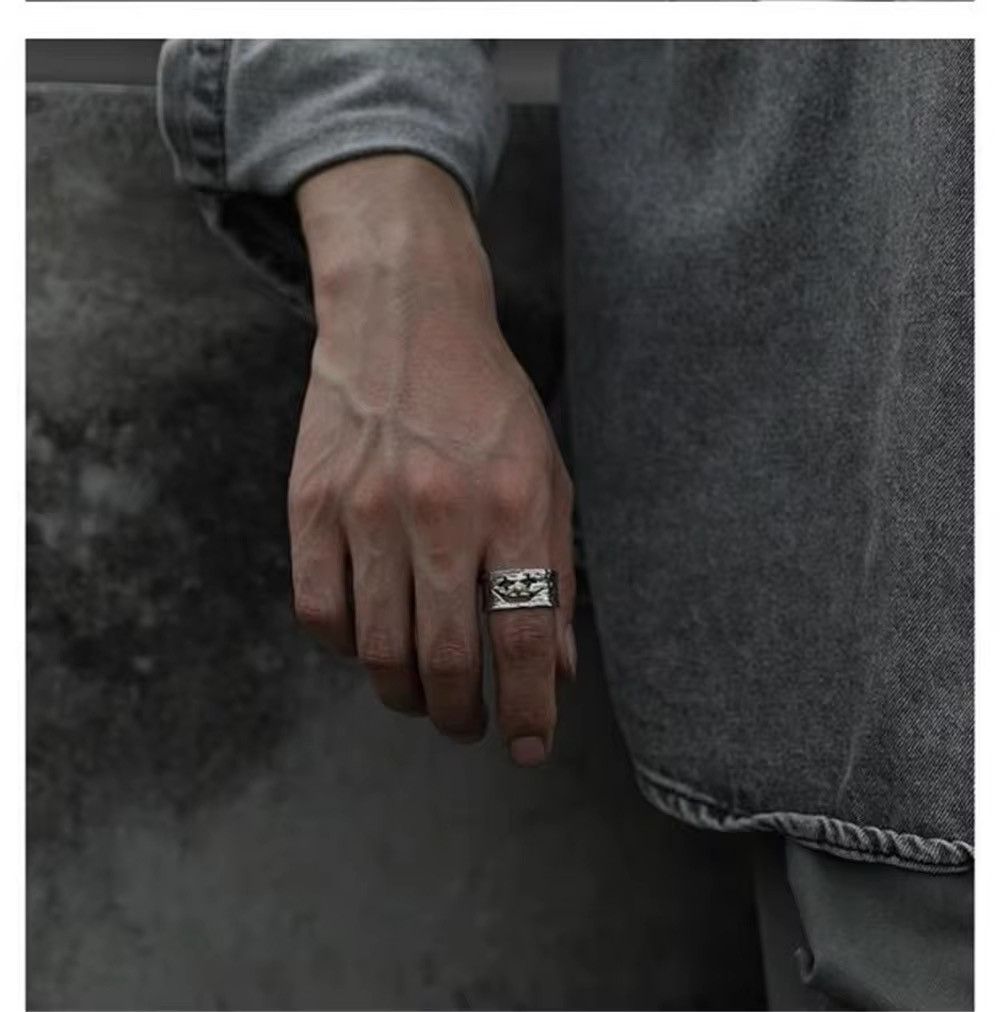 Jewelry × Vintage Hollow Face Silver Plated Rings Size ONE SIZE - 5 Thumbnail
