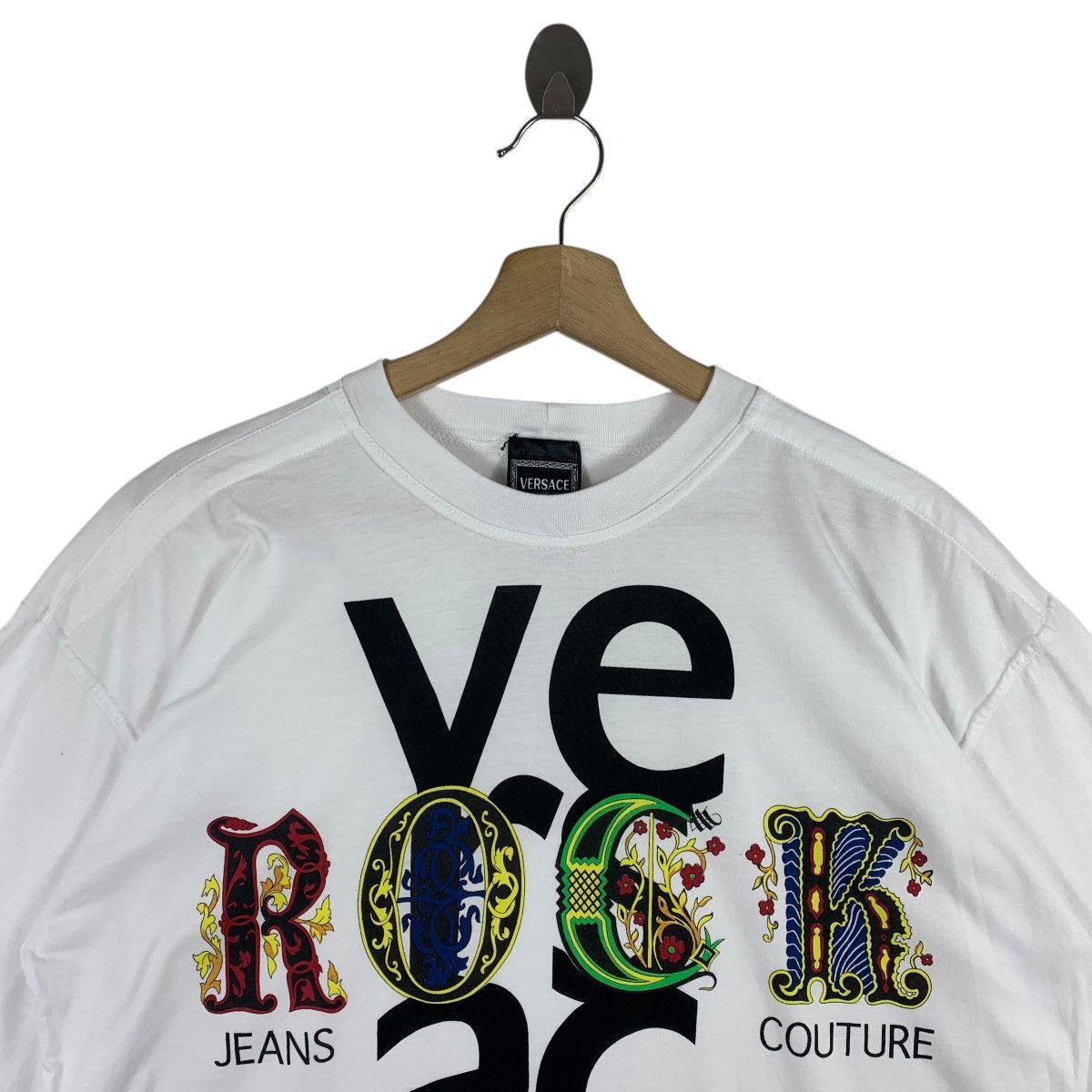 Versace × Vintage Vintage VERSACE JEANS Couture big spellout logo tee Size US M / EU 48-50 / 2 - 2 Thumbnail