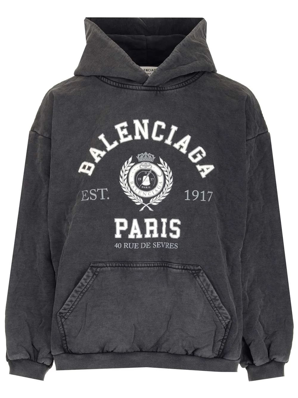 Pre-owned Balenciaga College Small Fit Fadded Print Hoodie In Black
