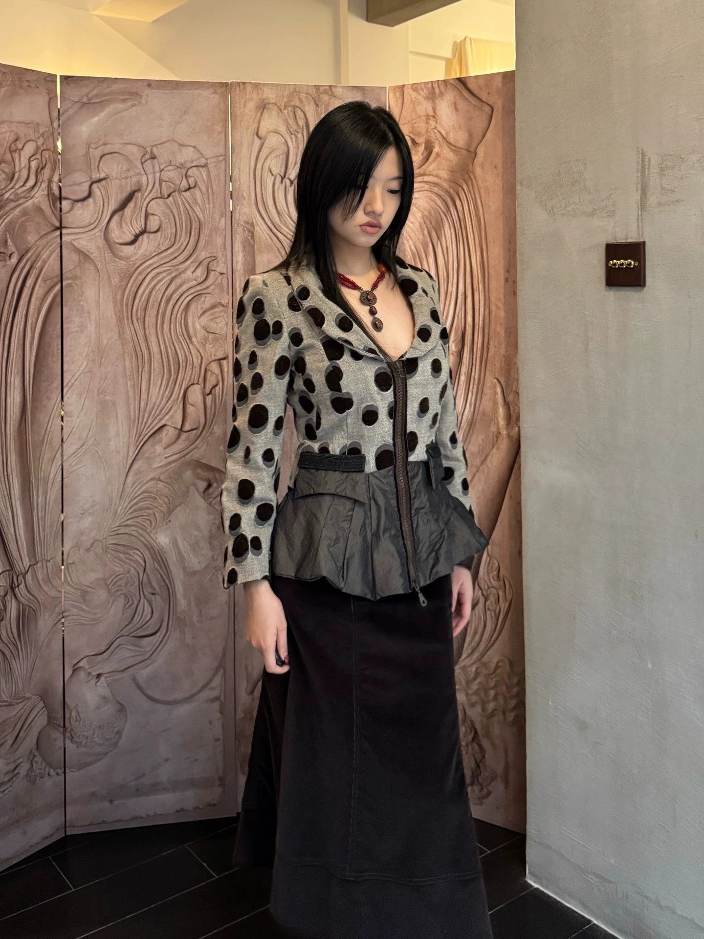 Other Italian Round Neck Polka Dot Waist Paneled Jacket Size M / US 6-8 / IT 42-44 - 7 Thumbnail