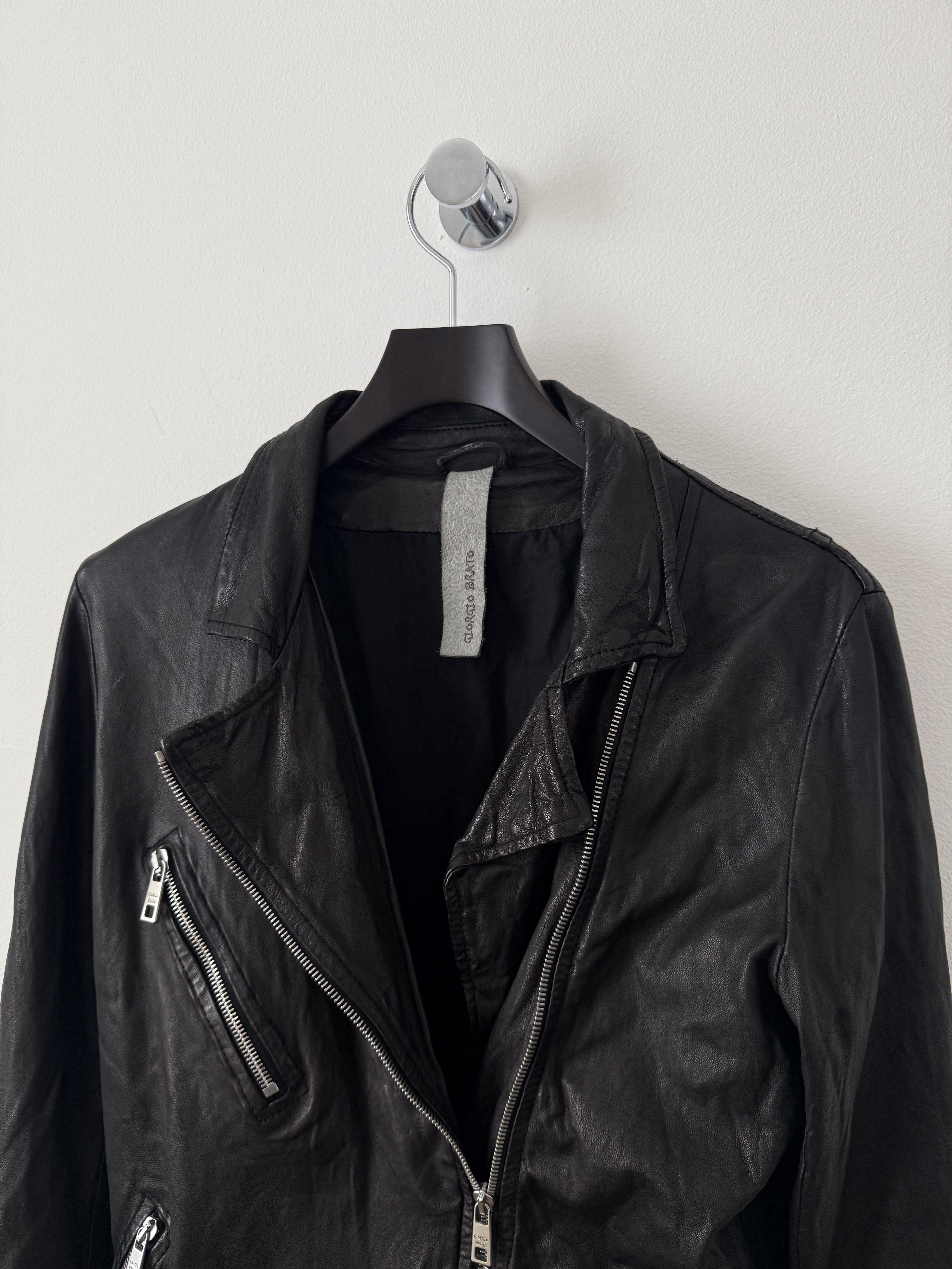 Giorgio Brato Leather Zipper Moto Jacket Size M / US 6-8 / IT 42-44 - 6 Thumbnail