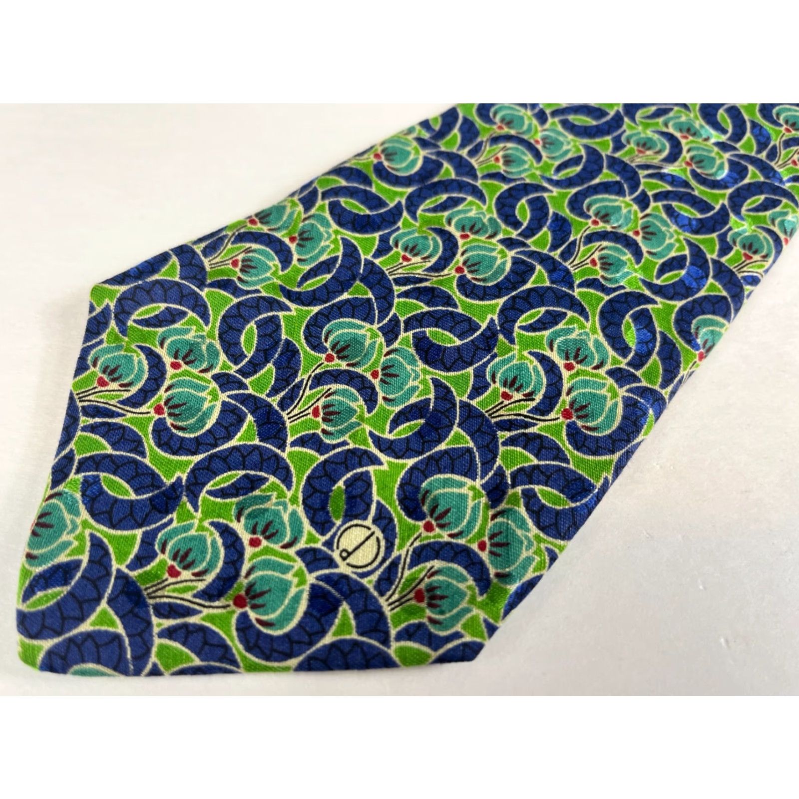Vintage Dunhill Men's Floral Tie Linen Silk Blend Made in Italy Size ONE SIZE - 4 Thumbnail