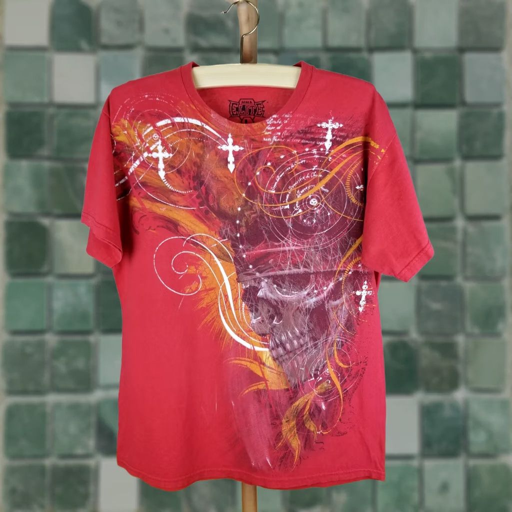 Vintage VINTAGE Y2K ELITE MMA RED SKULL CROSS COTTON T-SHIRT SZ LARGE Size US L / EU 52-54 / 3 - 1 Thumbnail