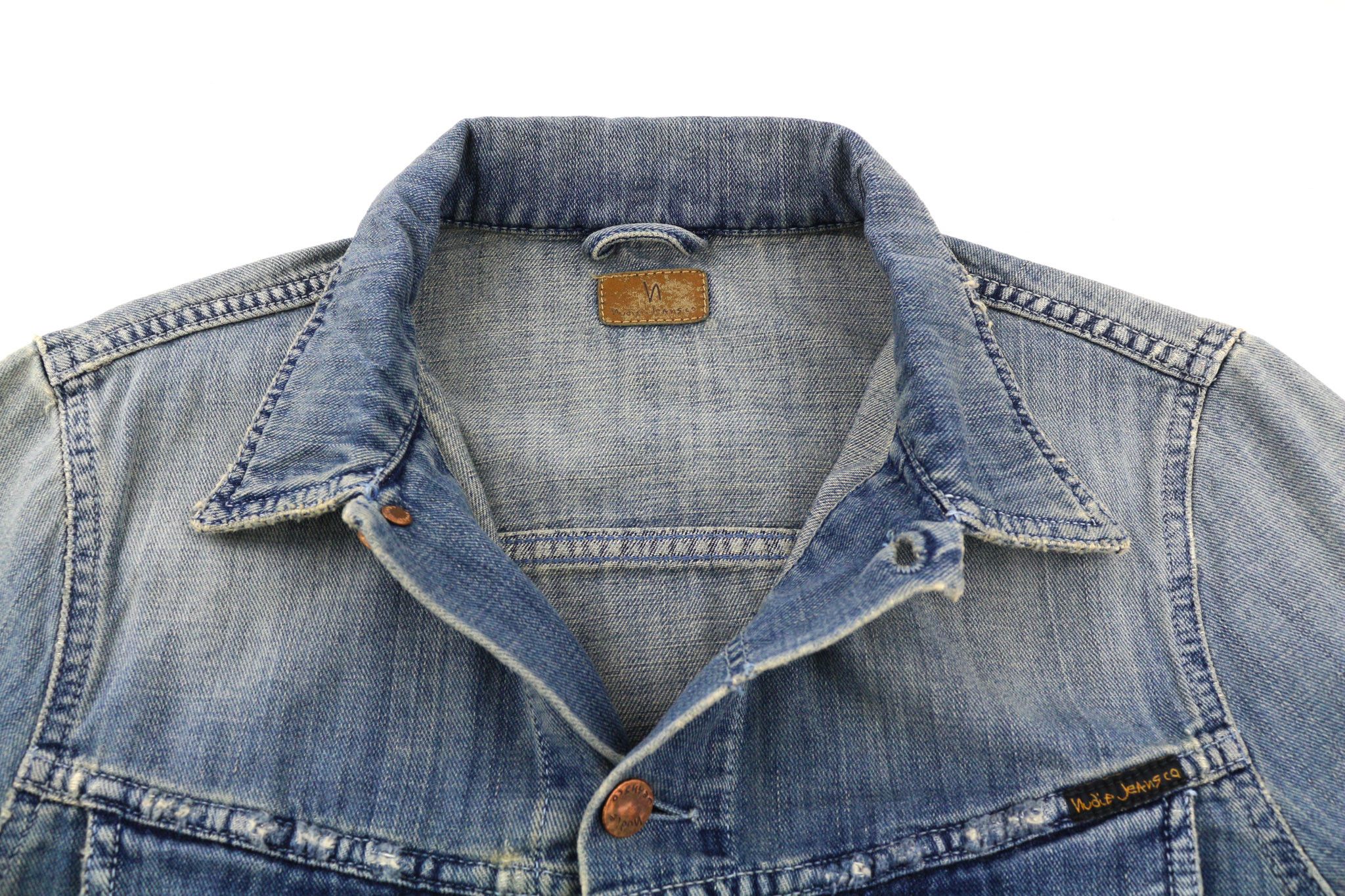 Nudie Jeans BILLY S Denim Light Shades Buttoned Blue Logo Jacket 80753 Size US S / EU 44-46 / 1 - 4 Thumbnail