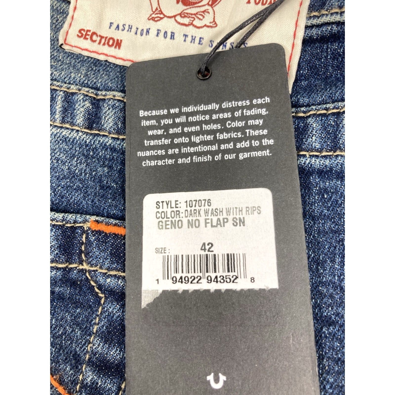 True Religion VINTAGE True Religion Geno No Flap Jeans Men 42X32 Blue Distressed Dark Relaxed Slim NWT Size US 42 / EU 58 - 4 Thumbnail