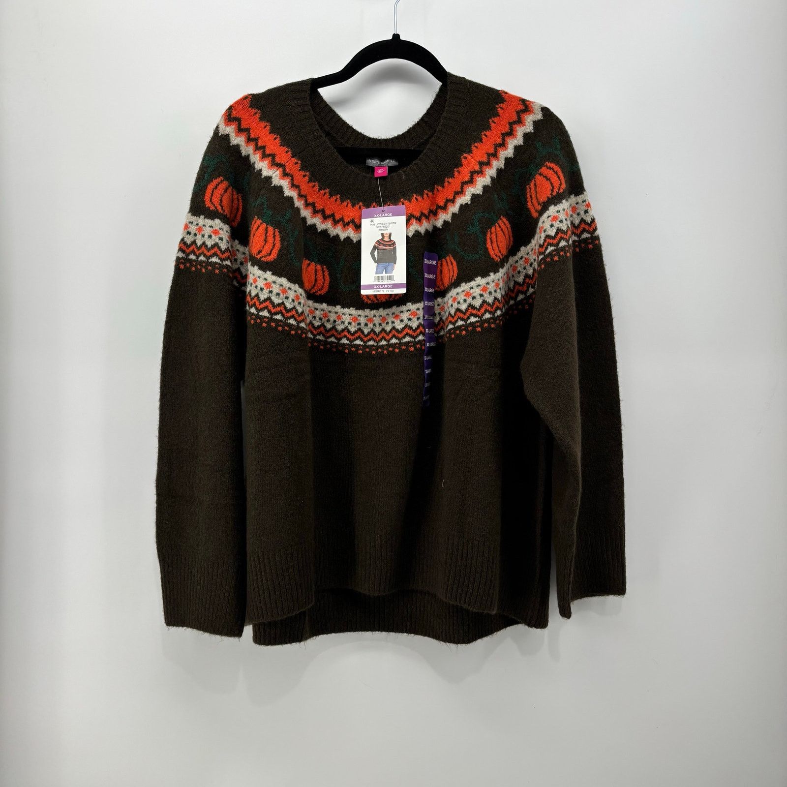 Vince Camuto Vince Camuto Womens Size XXL Thanksgiving Pumpkin Fair Isle Size XXL / US 16-18 / IT 52-54 - 18 Thumbnail