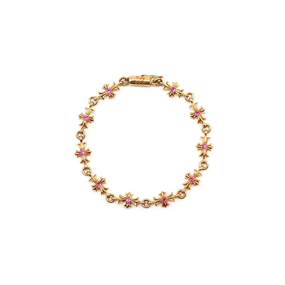 Chrome Hearts Chrome Hearts 22K Gold Pink Saph Tiny E Bracelet Size ONE SIZE - 1 Thumbnail