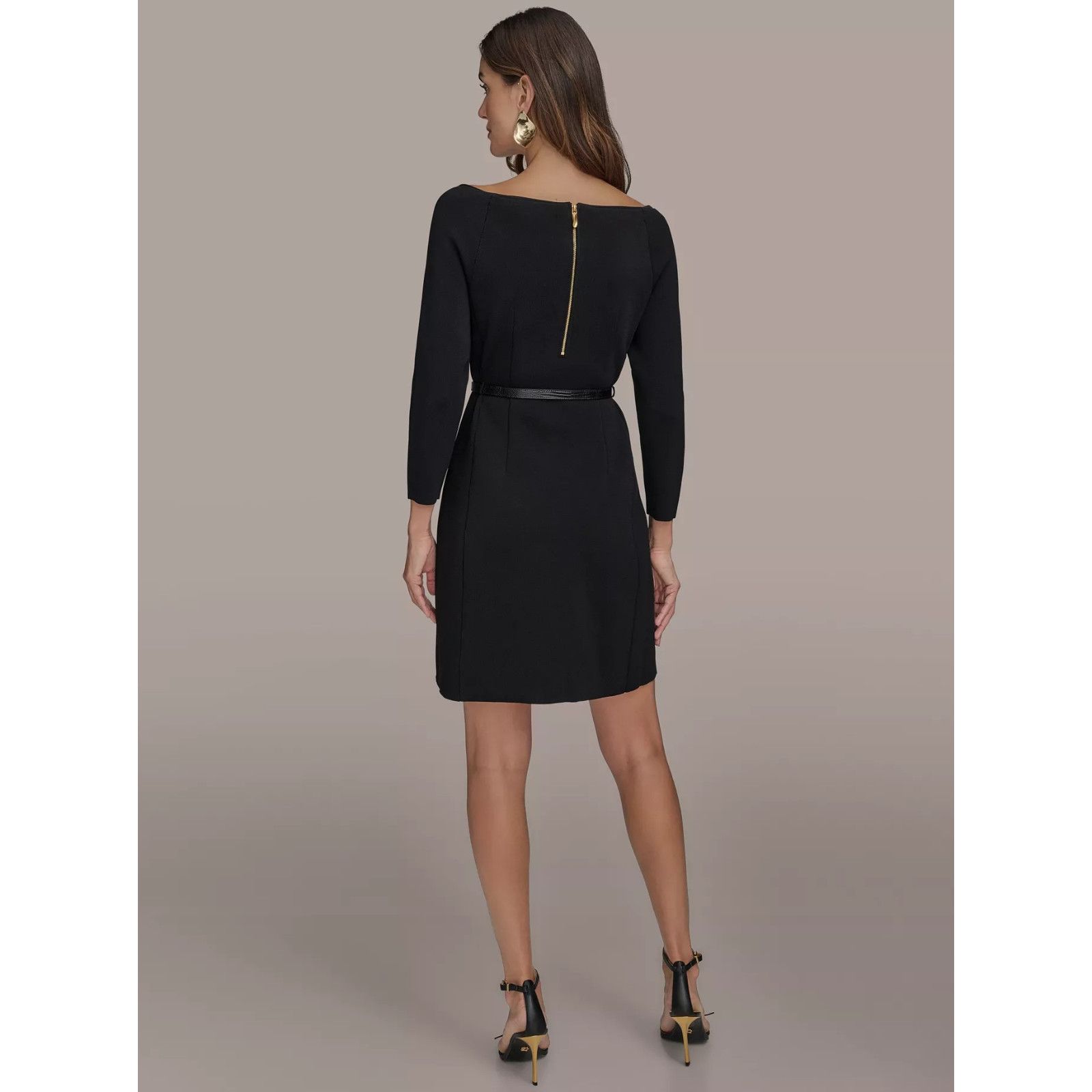 Donna Karan Donna Karan New York Women's Solid Belted Boat-Neck Dress, Size S / US 4 / IT 40 - 4 Thumbnail