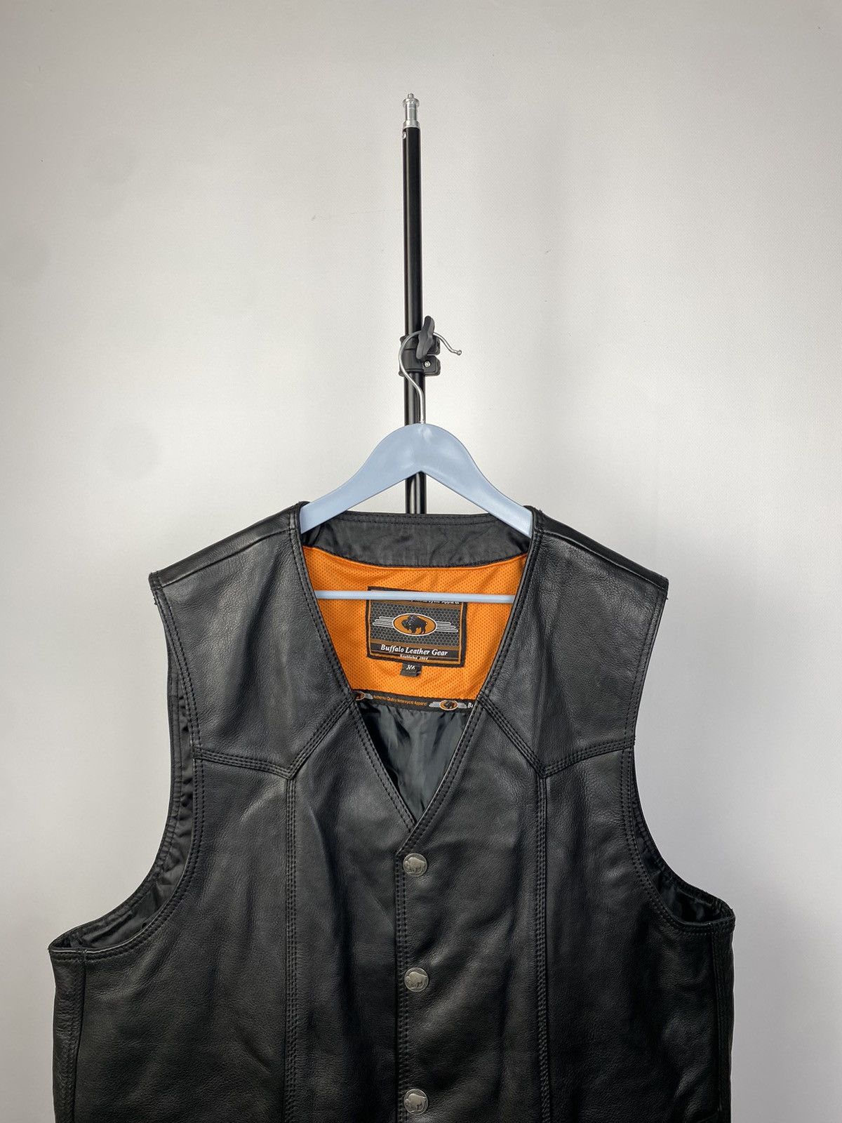 Leather × Vintage Genuine Buffalo Leather Biker Moto Punk Rock Vest Size US XL / EU 56 / 4 - 2 Thumbnail