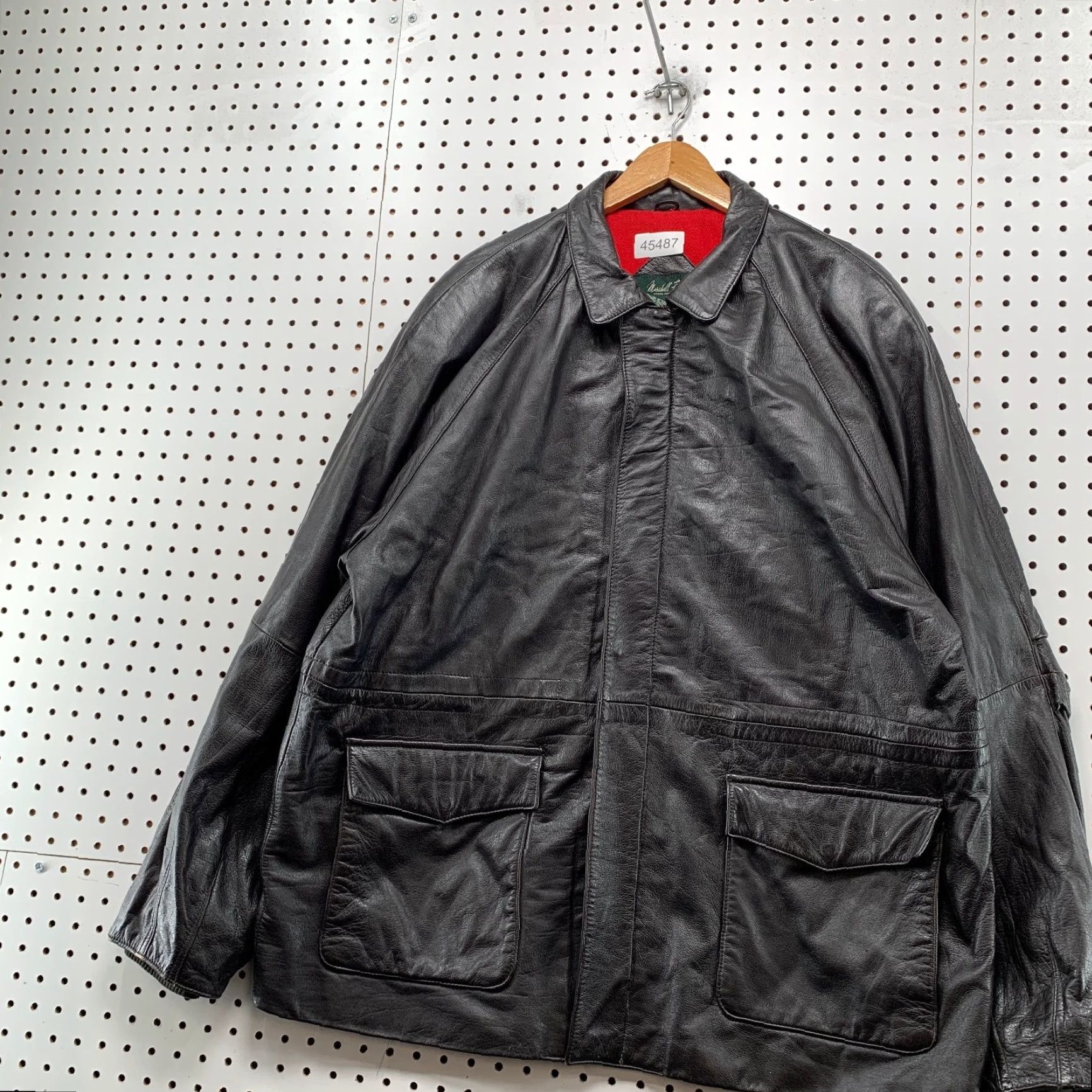 Vintage VINTAGE Marshall Field's Leather Field Jacket Mens XL Brown Red Wool Lining Jacket Size US XL / EU 56 / 4 - 2 Thumbnail