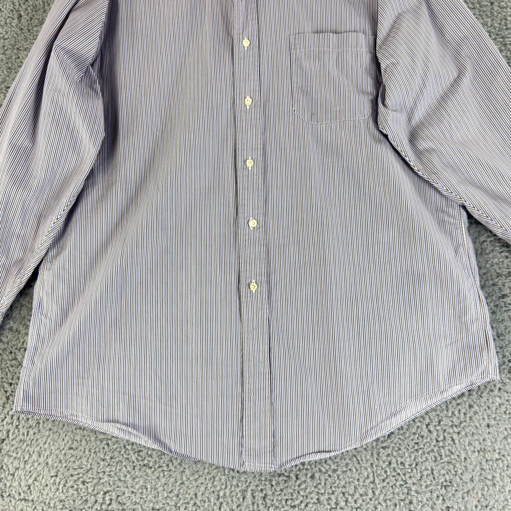 Brooks Brothers Brooks Brothers Makers Button Down Shirt Mens XL Blue Brown Stripe Long Sleeve Size US XL / EU 56 / 4 - 6 Thumbnail