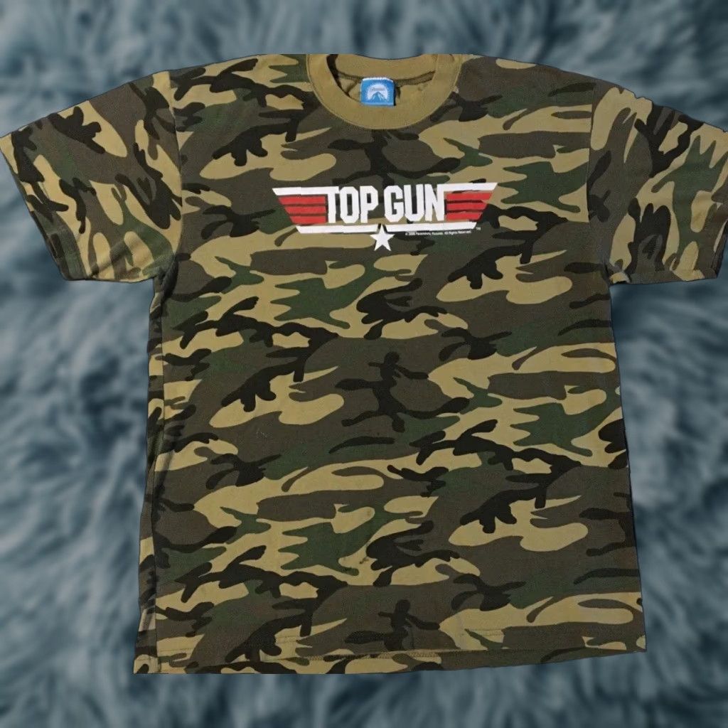 Vintage Vtg Top Gun Faded Movie Promo camouflage Shirt M Army Brown Tom Cruise TV Pilot Grunge 80s 90s Maverick Military Movie Retro Catchall? Size US M / EU 48-50 / 2 - 1 Thumbnail