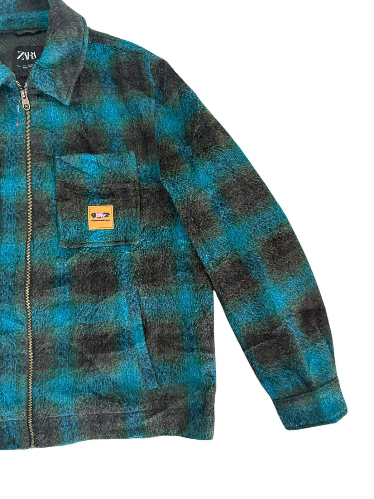 Mademoiselle Non Non ZARA Unauthorised Piece Jacket 4 Pocket Shadow Plaid Size L / US 10 / IT 46 - 4 Thumbnail