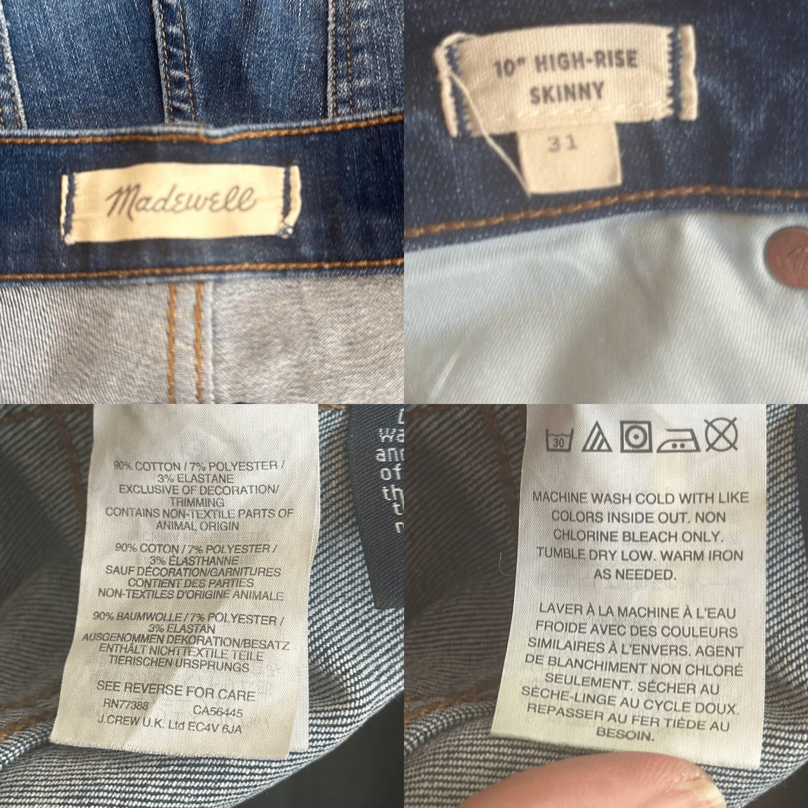 Madewell Madewell Jeans 10” High Rise Skinny Slightly Distressed Button Fly Women 31 Blue Jeans Size 24" / US 00 / IT 34 - 8 Thumbnail