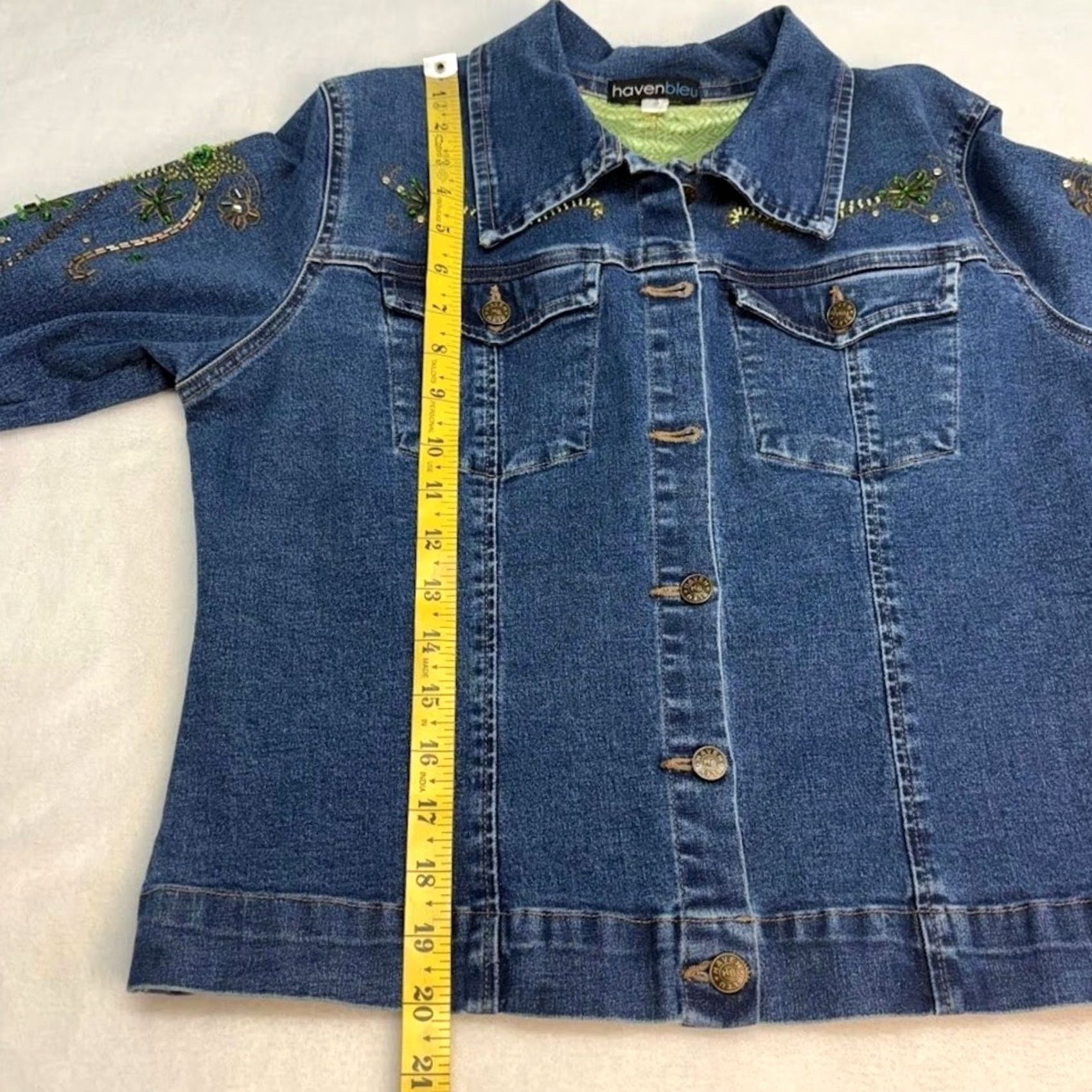 Denime VINTAGE Denim Suit Jacket and Blue Jeans Beaded Womens Size S Size 28" / US 6 / IT 42 - 7 Thumbnail