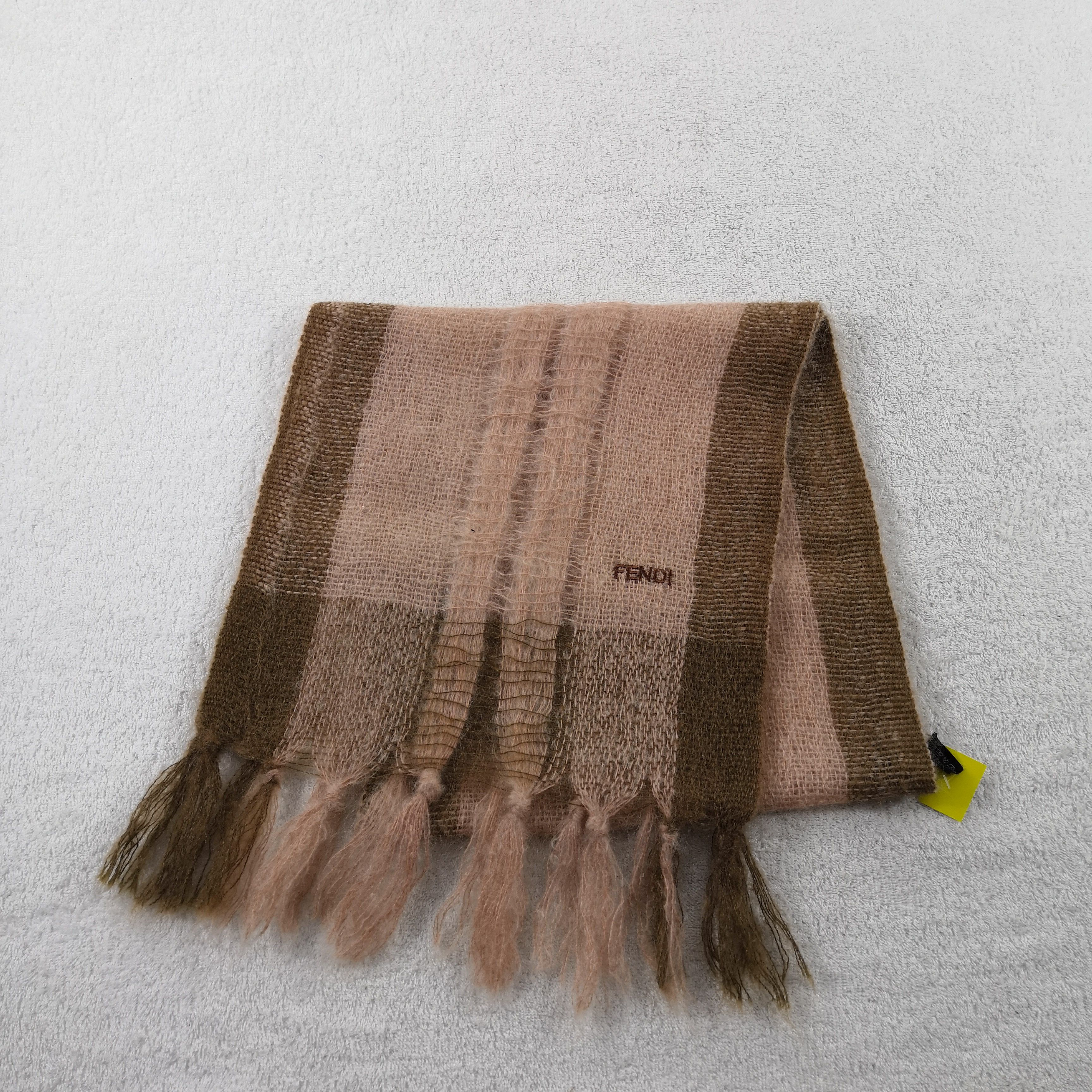 Japanese Brand Vintage Fendi Scarf Plaid Zucca Muffler Mohair Scarves . Size ONE SIZE - 2 Thumbnail