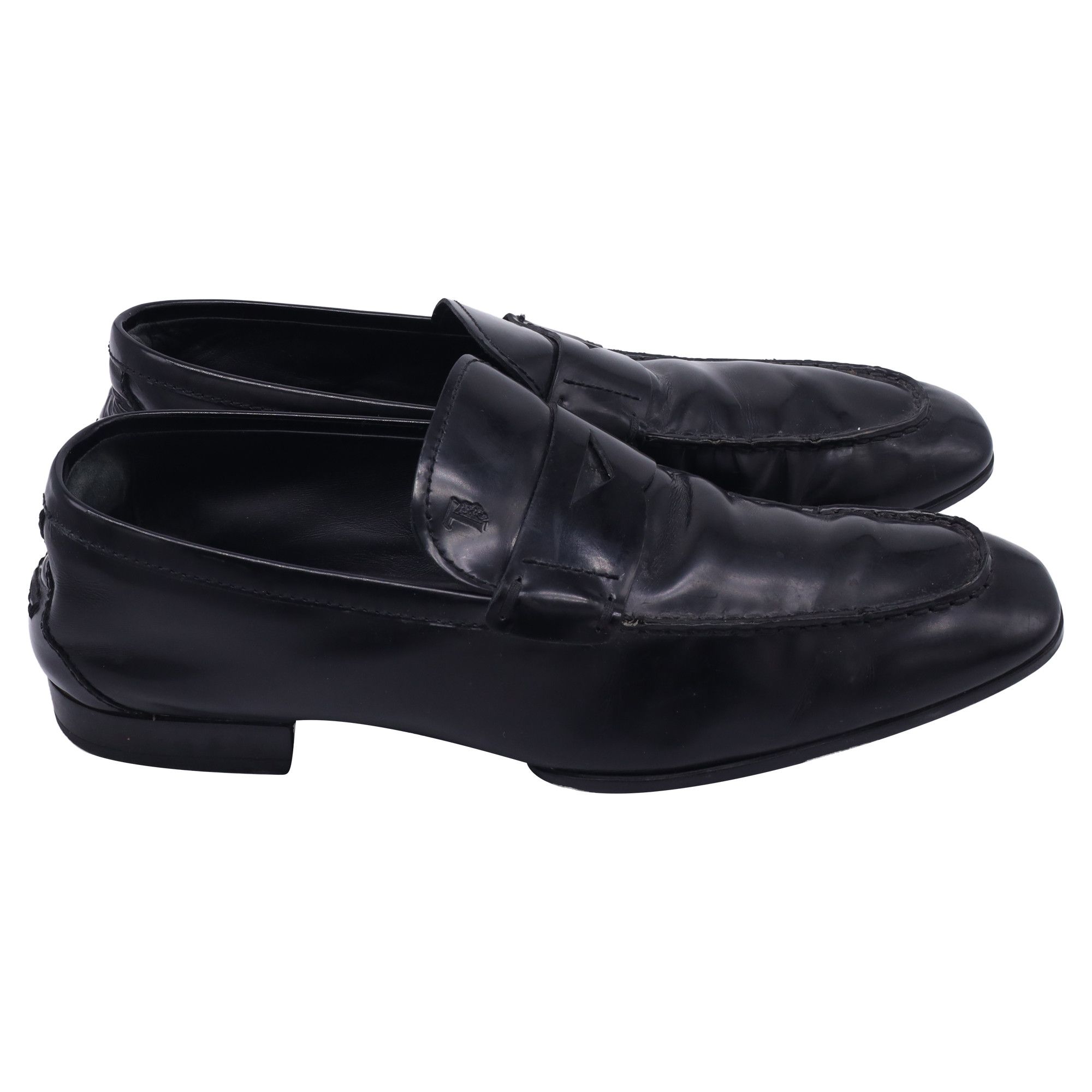 Tod's Tod's Logo-Embossed Penny Loafers in Black Leather Size US 12 / EU 45 - 1 Thumbnail