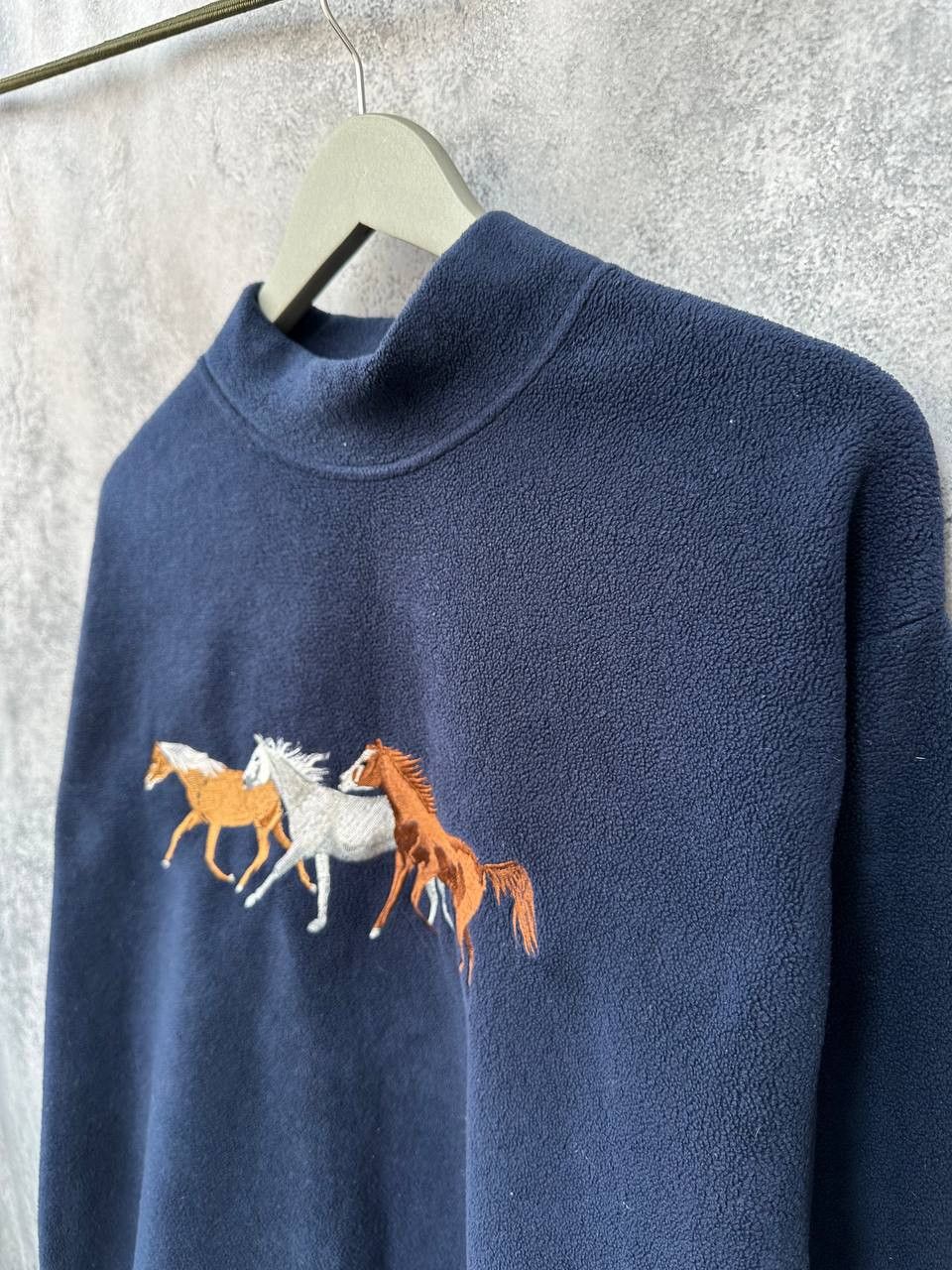 Designer × Vintage Nelson Ashby Horse Picture Fleece Sweater Pullover Mock Neck Size US M / EU 48-50 / 2 - 6 Thumbnail