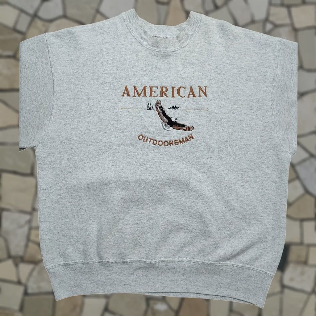 Vintage VINTAGE Great American Sweatshirt Crewneck Mens L Gray Embroidered Nature Eagle 90s Outdoor Fishing Hunting Bass Graphic Print Size US L / EU 52-54 / 3 - 1 Thumbnail