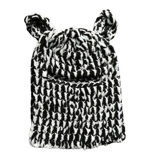 Japanese Brand Handmade Knitted Balaclava Ski Mask Panda Bear Animal Style Size ONE SIZE - 2 Thumbnail