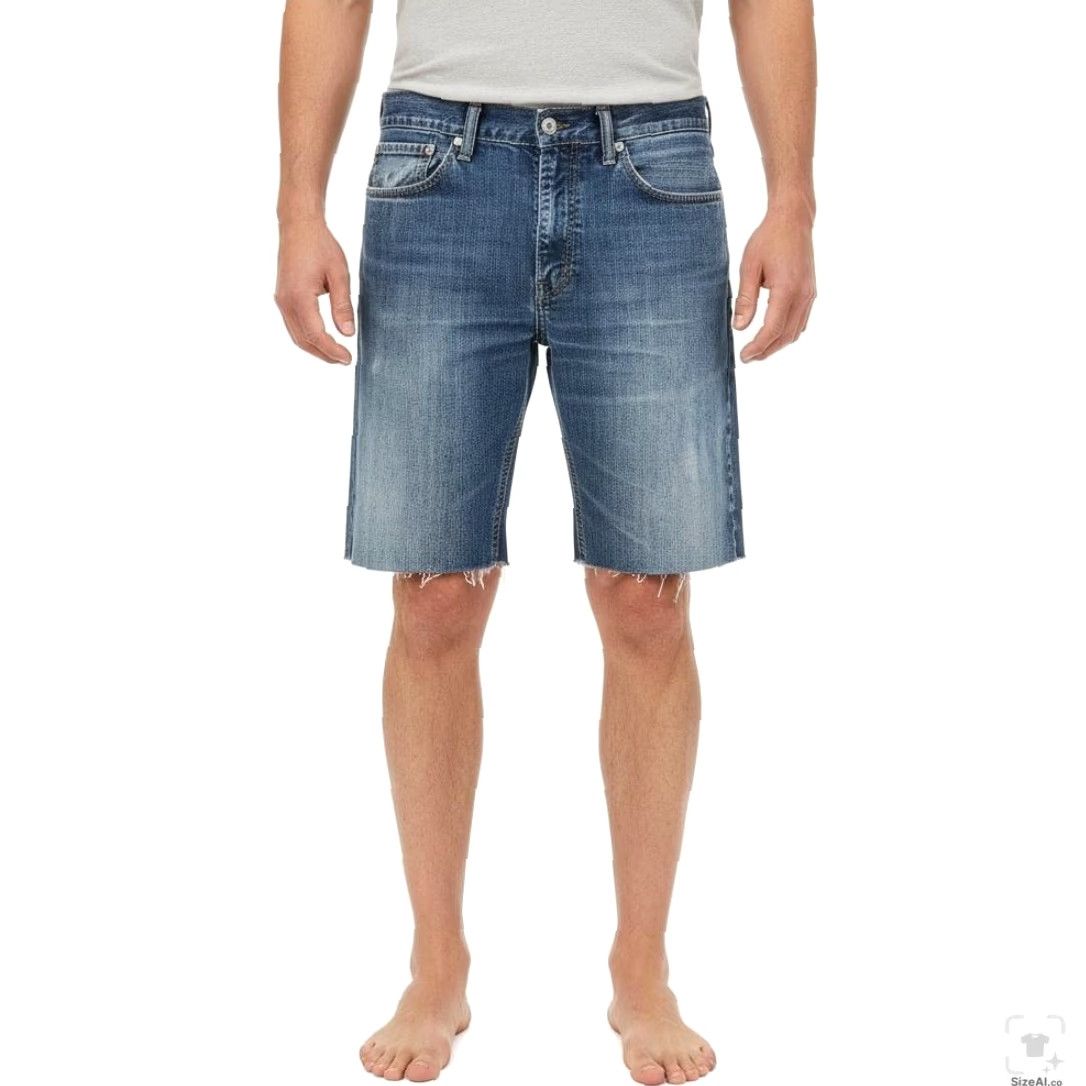 Levi's Levi's 514 Shorts Mens 36 Blue Bermuda Denim 5-Pocket Zip Fly Button Closure Distressed Raw Hem Summer Casual Mens Size US 36 / EU 52 - 6 Thumbnail