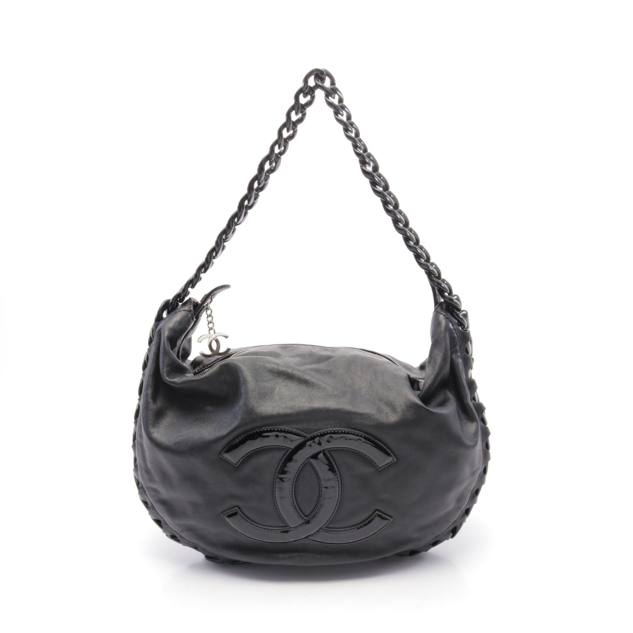 Chanel Chanel Coco Mark Chain Shoulder Bag Leather Patent Black Size ONE SIZE - 1 Thumbnail